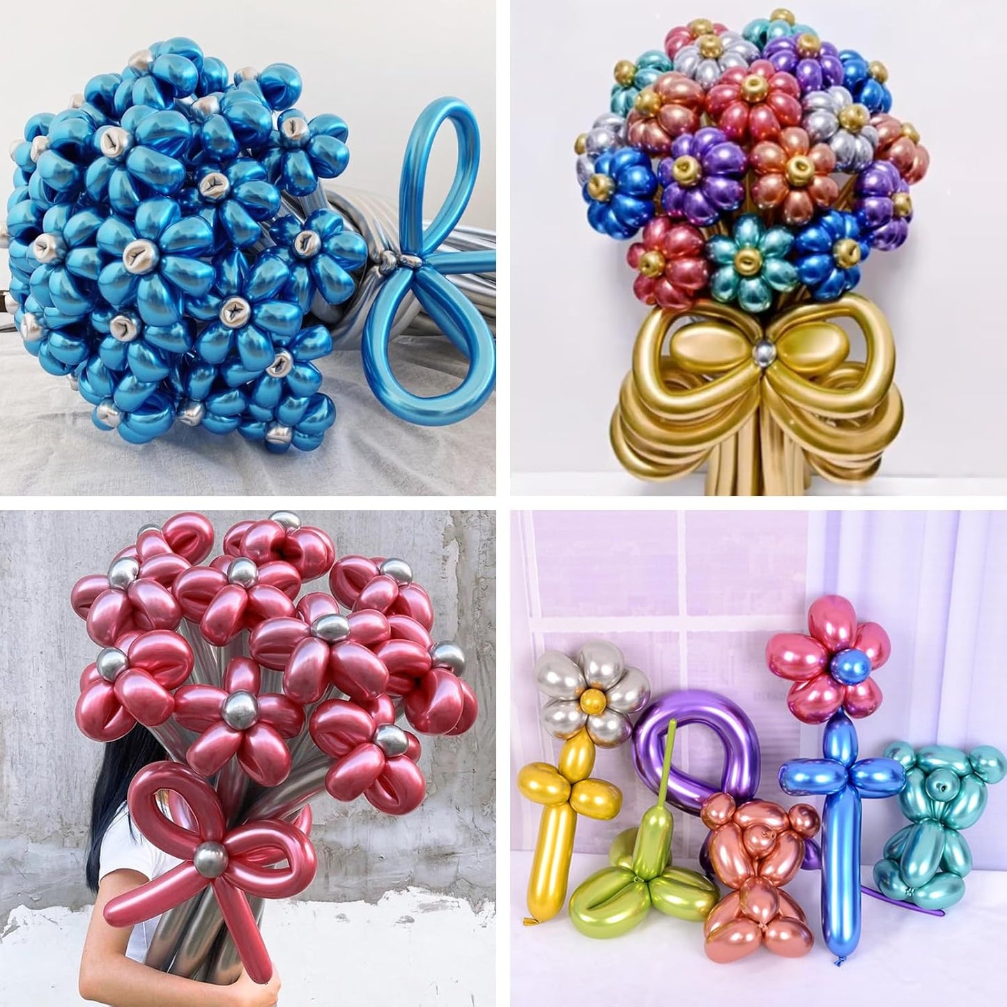 Metallic Multi Long Balloons Premium 260 Twisting Animals Magic Balloons for Birthday Kids Wedding Party Supply 100pcs