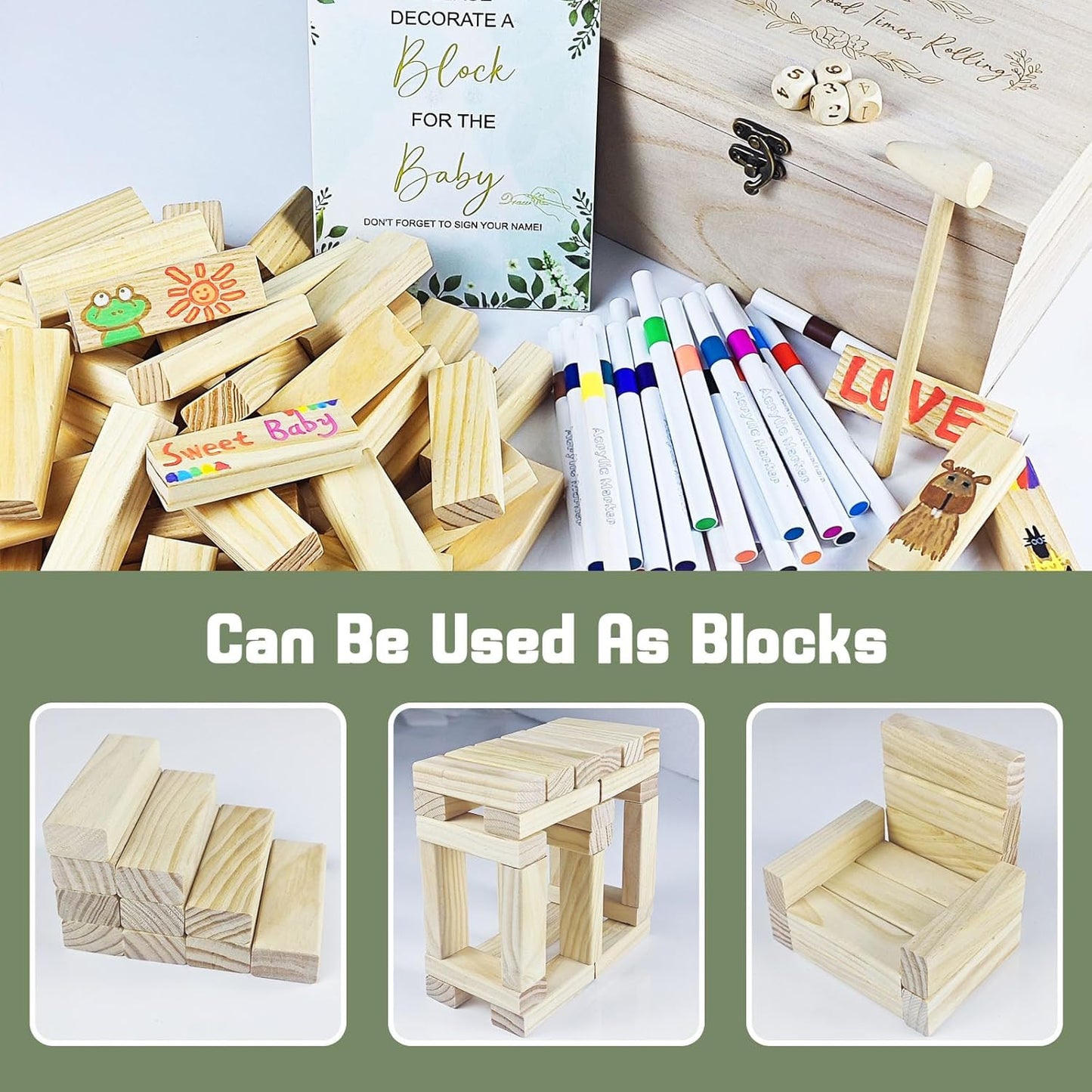 101pcs Fun Baby Shower Games Sign Kit, Lively Baby Shower Game Activities with 2 Ways to Play for Guests, Unique and Creative Activities Suitable for Boys and Girls