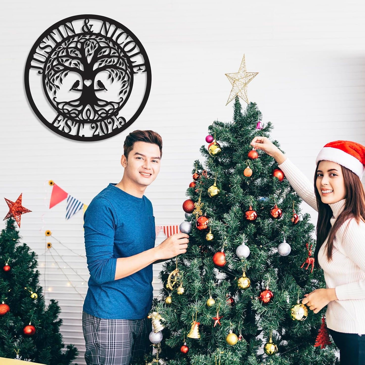 Wedding Gifts for Couples 2025 Last Name Signs for Home Personalized Metal Signs Monogram Wall Decor Anniversary Wedding Gift