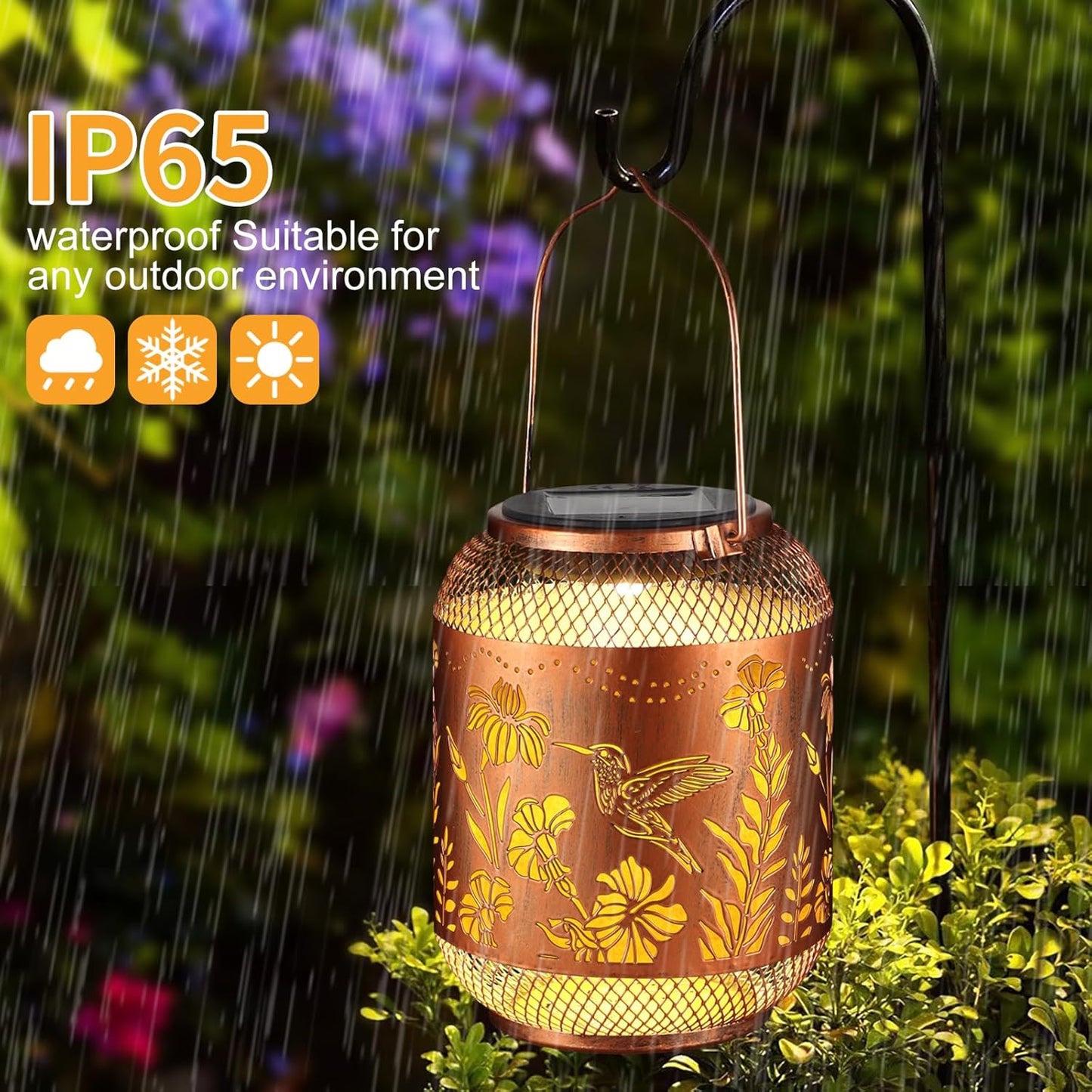 Solar Lanterns Outdoor Waterproof, Birthdays Gifts for Women Mom and Grandma, Metal Hanging Lanterns Hummingbird Decor Garden Decorative Solar LED Light for Yard, Patio, Lawn, Porch, Backyard