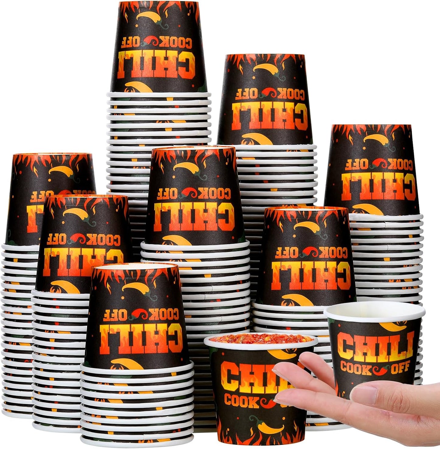 200 Pcs 6 oz Chili Cook off Decorations Mini Chili Cook off Cups Disposable Food Sample Cups Small Tasting Paper Bowls for Mexican Party Supplies