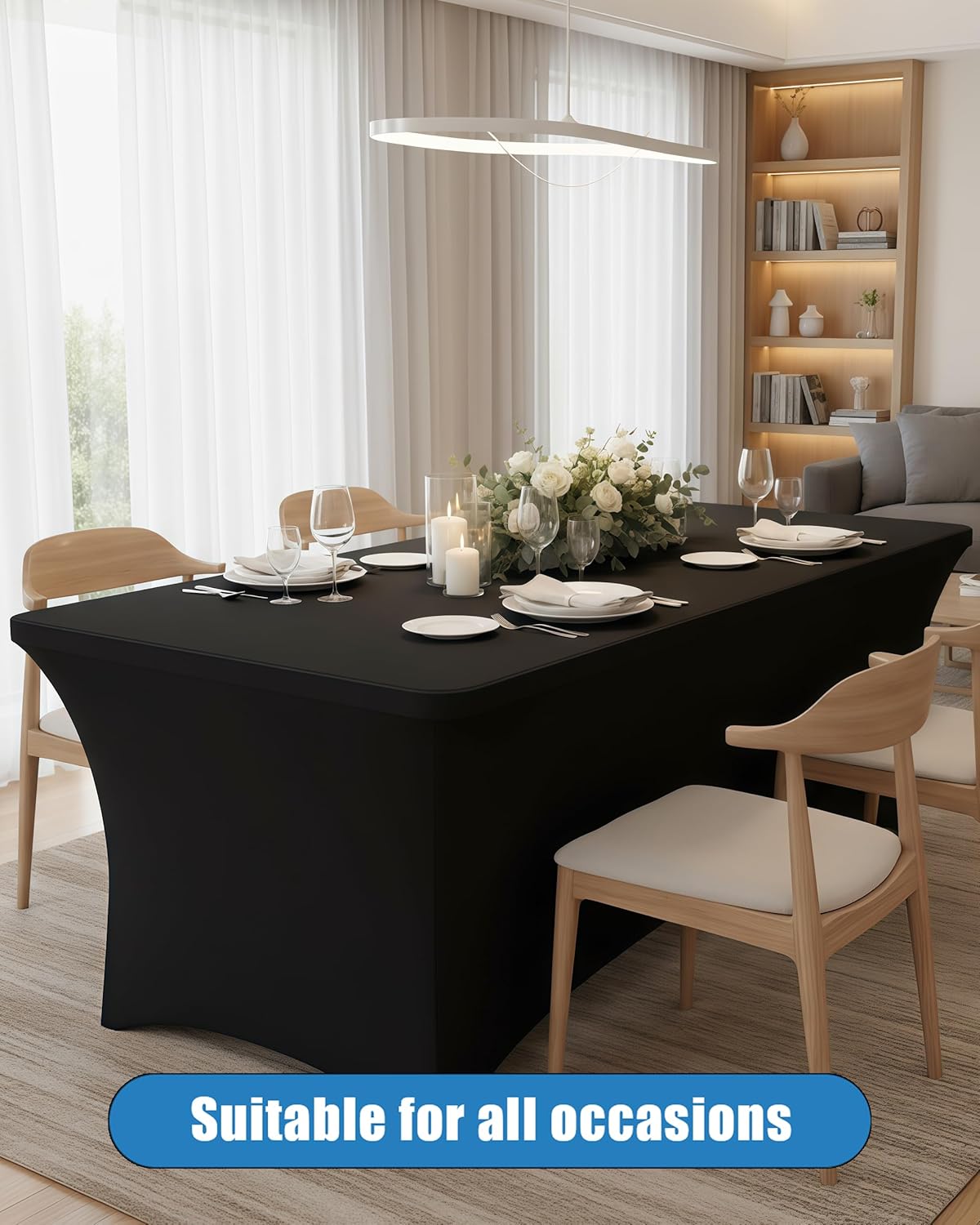 6FT Black Table Cloth - 12 Pack Fitted Stretch Rectangle Spandex Tablecloth, Washable Table Cover for Party, Picnic, Wedding, Banquet, Birthday and Festival(30" x 72")