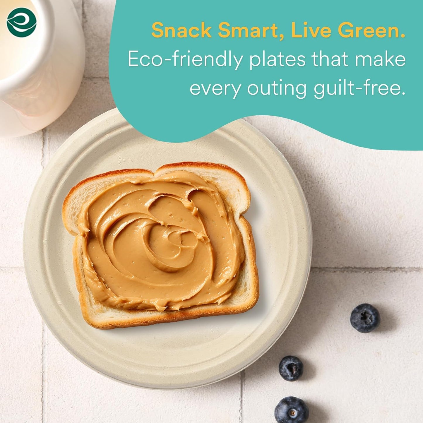 ECO SOUL Compostable Paper Plates 6 Inch (1000 Count) Heavy Duty Disposable Dessert Plates, Eco-Friendly Sugarcane Bagasse Small Plates For Appetizer- Natural Brown