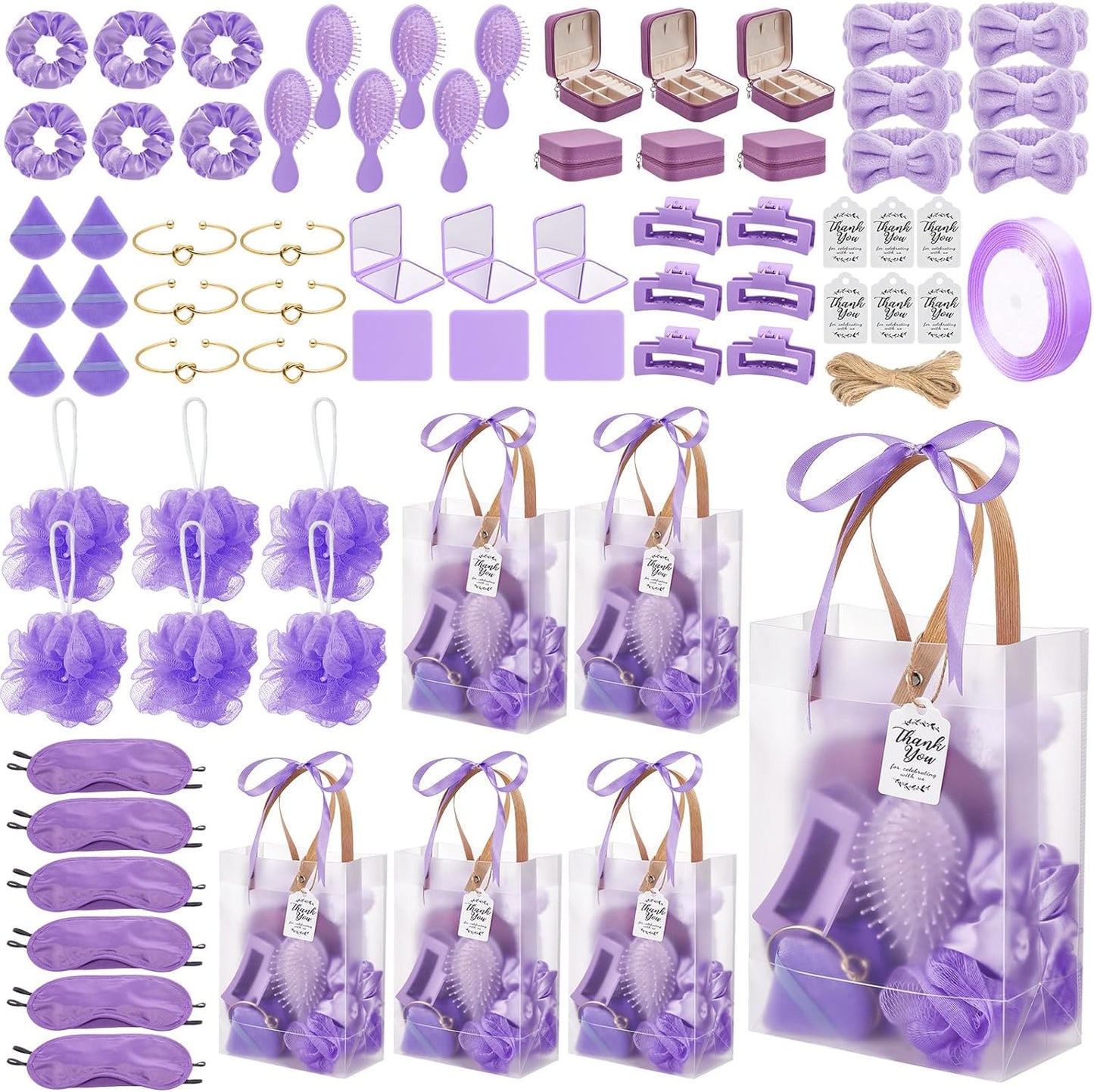 74Pcs Baby Shower Prizes for Game Winners Baby Shower Favors Gifts including Headband Hair Brush Jewelry Box with Gift Bag for Baby Shower Game Prizes Wedding Bridal Shower Favors (Purple)