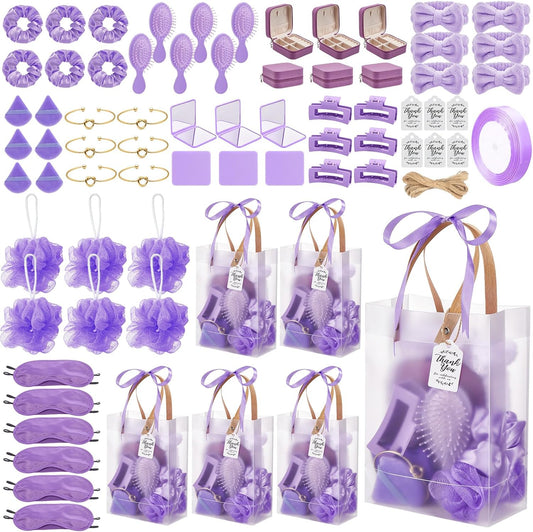 74Pcs Baby Shower Prizes for Game Winners Baby Shower Favors Gifts including Headband Hair Brush Jewelry Box with Gift Bag for Baby Shower Game Prizes Wedding Bridal Shower Favors (Purple)