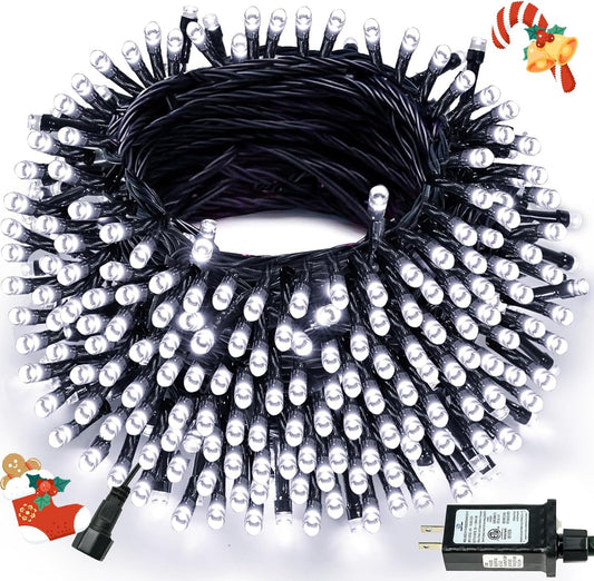 Connectable 300LED 99Ft 13Modes Christmas String Lights Indoor Outdoor | Extendable Green Wire Cool White Christmas Tree Lights with Timer | Twinkle Fairy Light Plug in for Xmas Tree(Cool White)