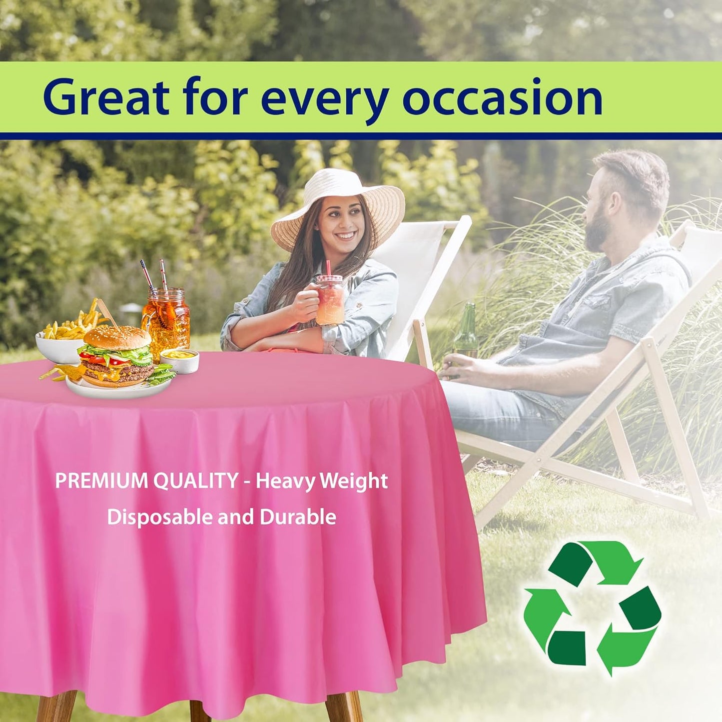 Pink Disposable Plastic Tablecloth for Round Tables (36 Pack) Table Cloths for Parties, Events & Weddings, Indoors & Outdoors, 84 inches, Plastic Table Cover