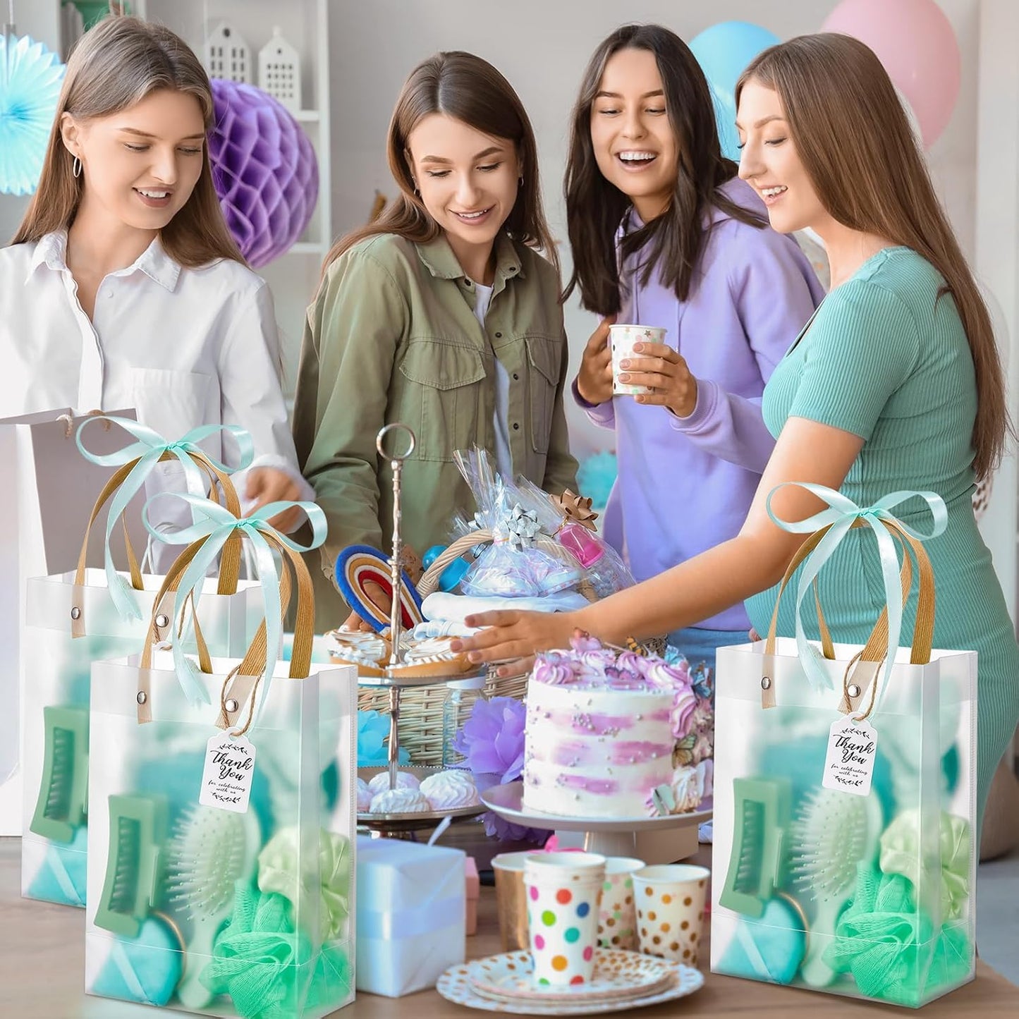 74Pcs Baby Shower Prizes for Game Winners Baby Shower Favors Gifts including Headband Hair Brush Jewelry Box with Gift Bag for Baby Shower Game Prizes Wedding Bridal Shower Favors (Green)