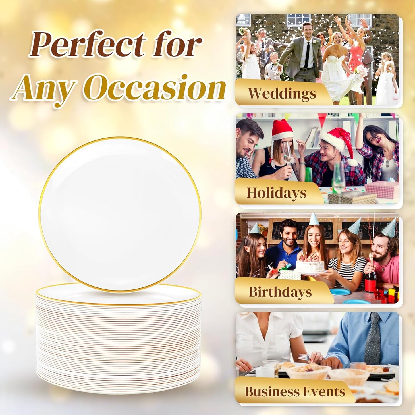 Festiva 400Pcs Gold Dessert Plates 6.3" with Forks 5"- 200PCS Small Disposable Dessert/Cake/Appetizer Plates and 200PCS Forks - Serve 200 Guests for Wedding Party&Thanksgiving&Birthday