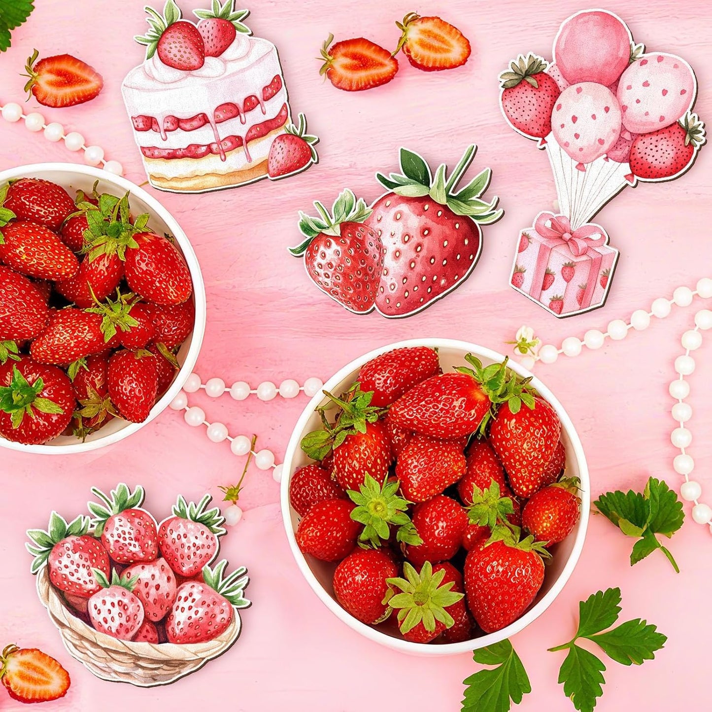16 Pcs Wooden Strawberry Baby Shower Table Centerpiece A Berry Sweet Baby Is On The Way Tabletop Detachable Sign Boy Girl Gender Reveal Table Topper Display Decoration Birthday Photo Props Party Favor