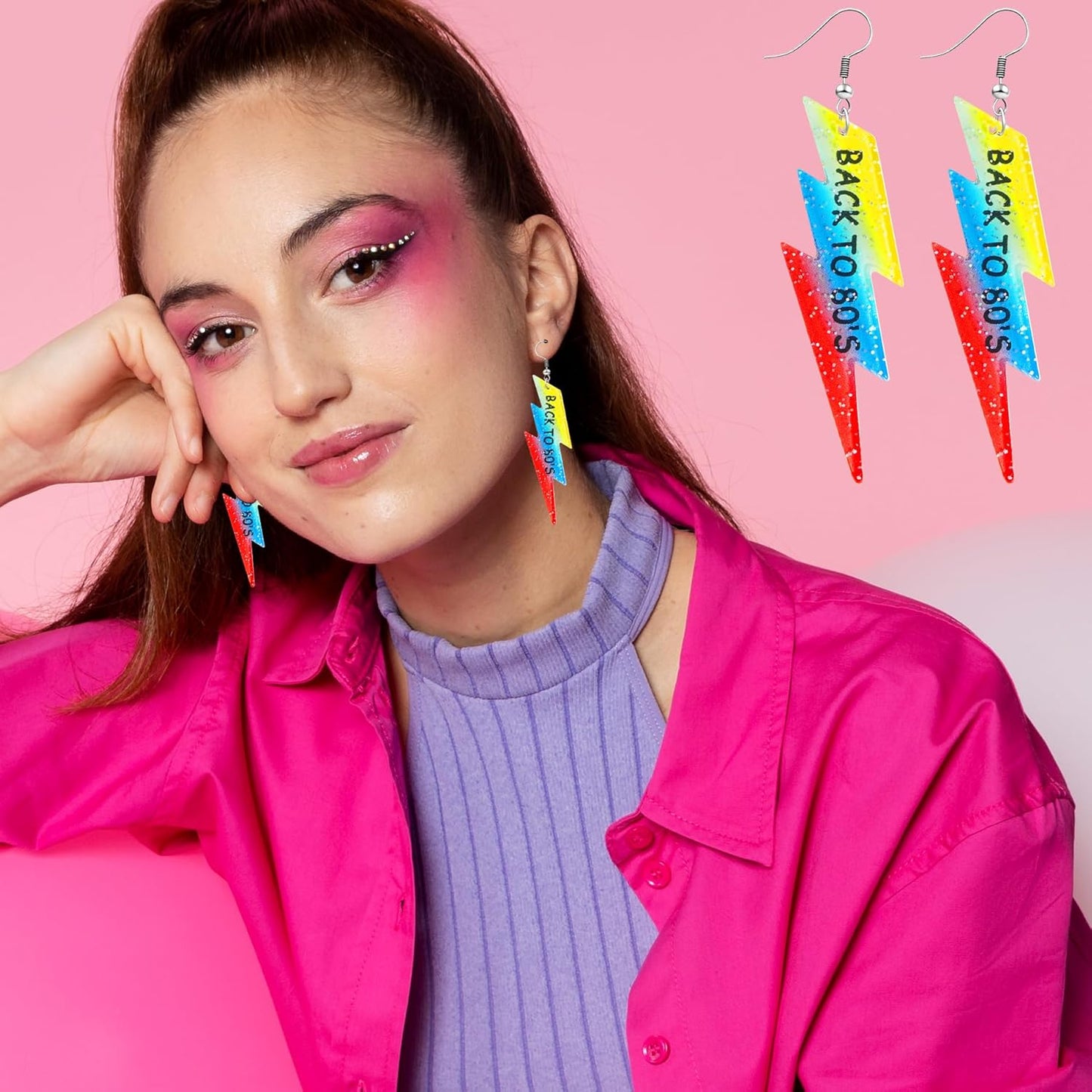 90s 80s Earrings for Women Retro Cassette Tape Earrings Acrylic Radio Tape Drop Dangle Earring for Halloween Cosplay Glow Party Music Festival Costume Accessories