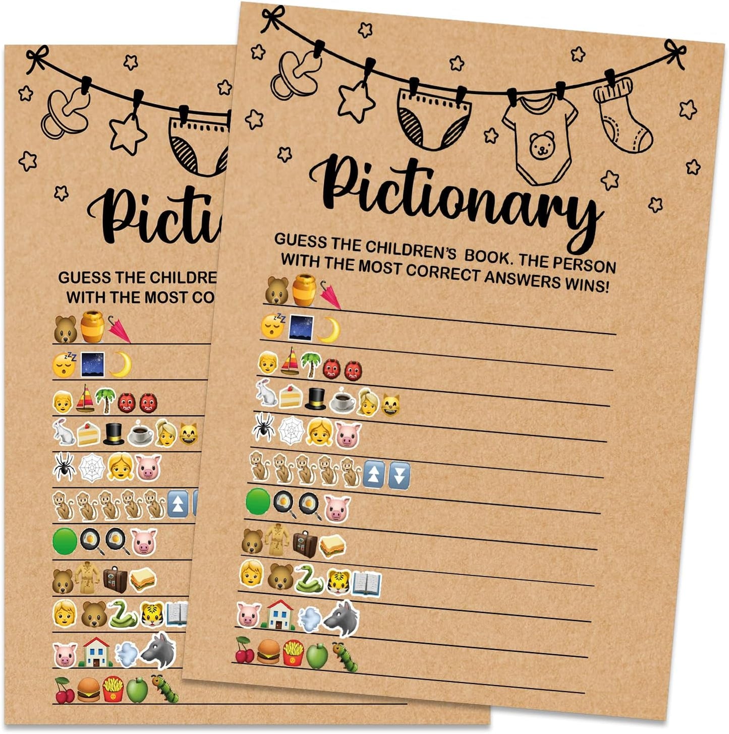 Baby Shower Game, Pictionary Fun Guessing Game, Baby Shower Party Games Supplies & Activities, Party Activities Ideas Supplies, Baby Shower Ideas, 30 Game Cards Included, Kraft