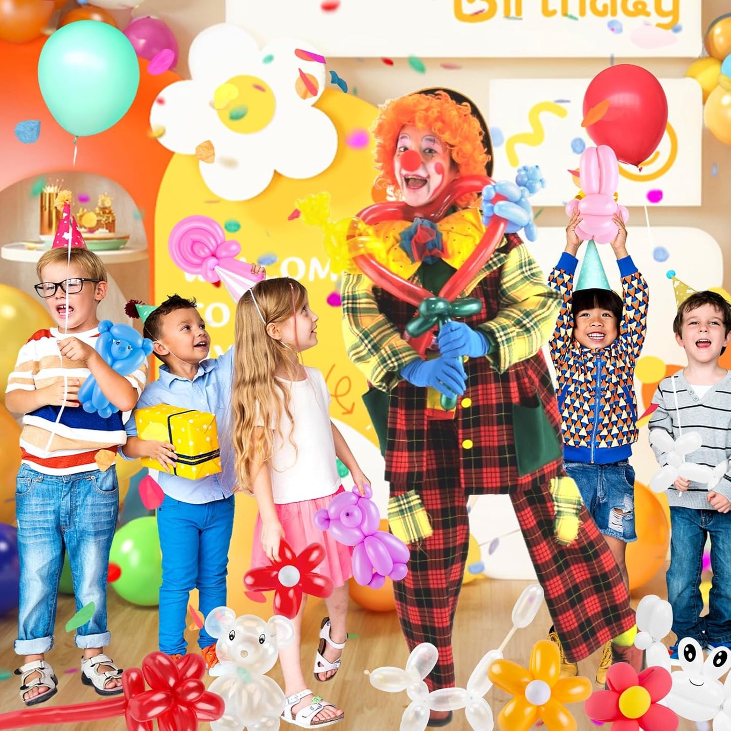 LovesTown 100PCS 260 Long Balloons, Twisting Animal Balloons Assorted Colors Thickening Latex Modeling Magic for Weddings Birthdays Festival Party Decoration