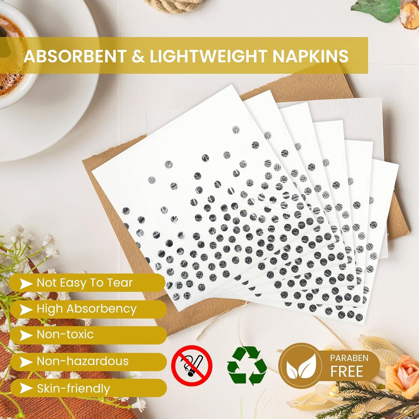 75PCS Paper Plates and Napkins Set - White and Sliver Dot Disposable Party Dinnerware Includes Paper Plates, Napkins, Forks Decorations for Graduations, Birthdays and Weddings, Serves 25