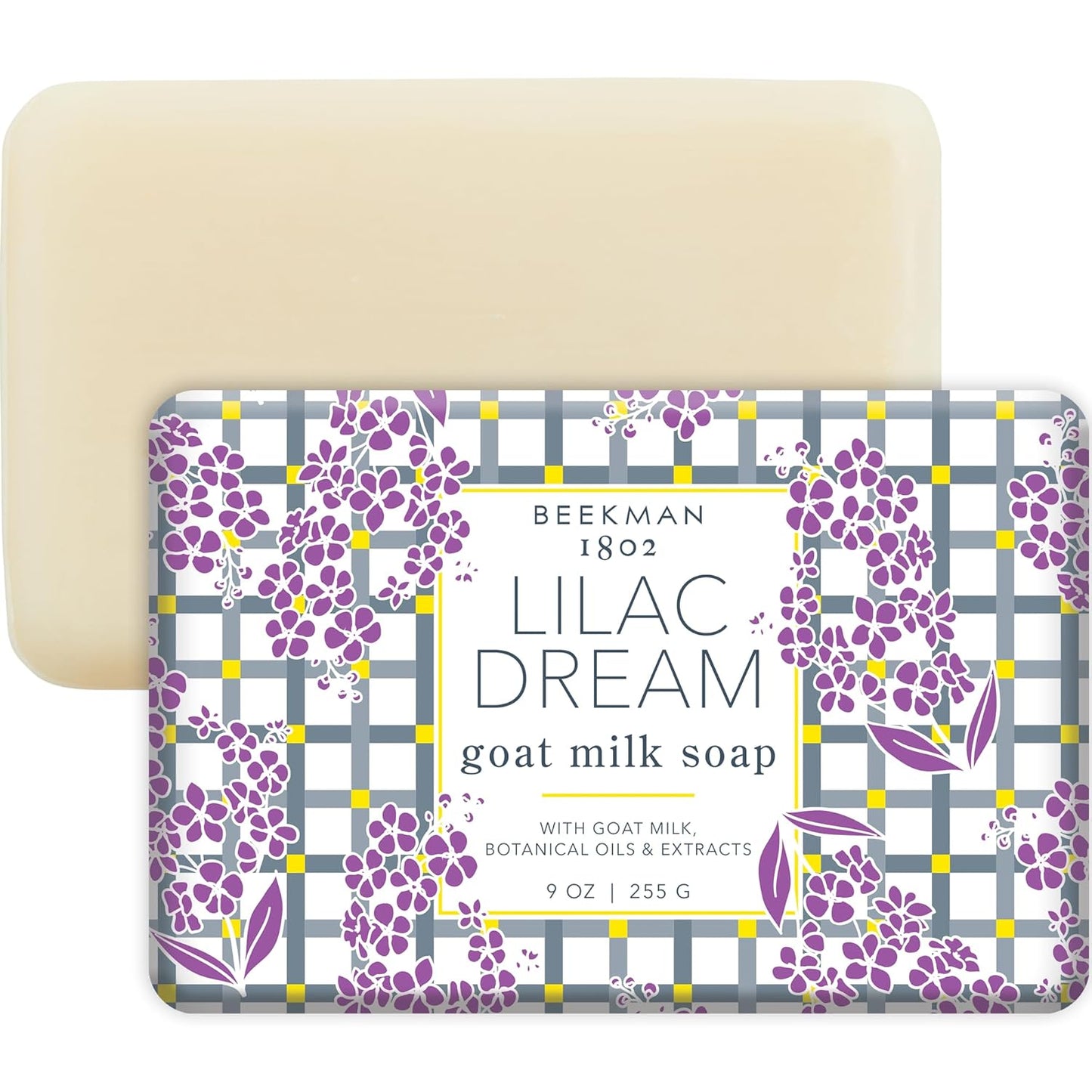 Beekman 1802 Lilac Dream Goat Milk Soap - 9 oz - Scented - Cleanses, Nourishes & Hydrates - With 100% Vegetable Base & Botanical Oils - Triple Milled - Good for Sensitive Skin - Cruelty Free