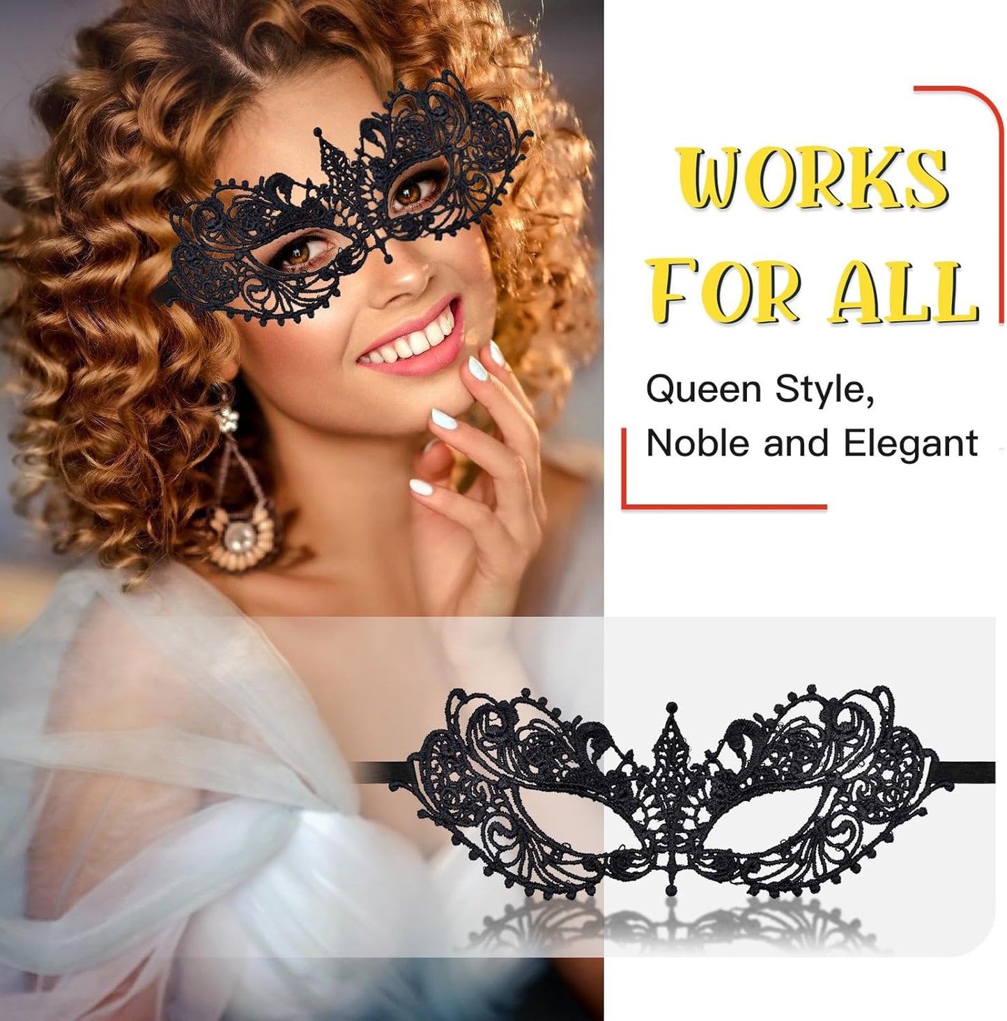 Gold Venetian Masquerade Mask for Women | Lace Mask w/Stick for Mardi Gras Halloween Party