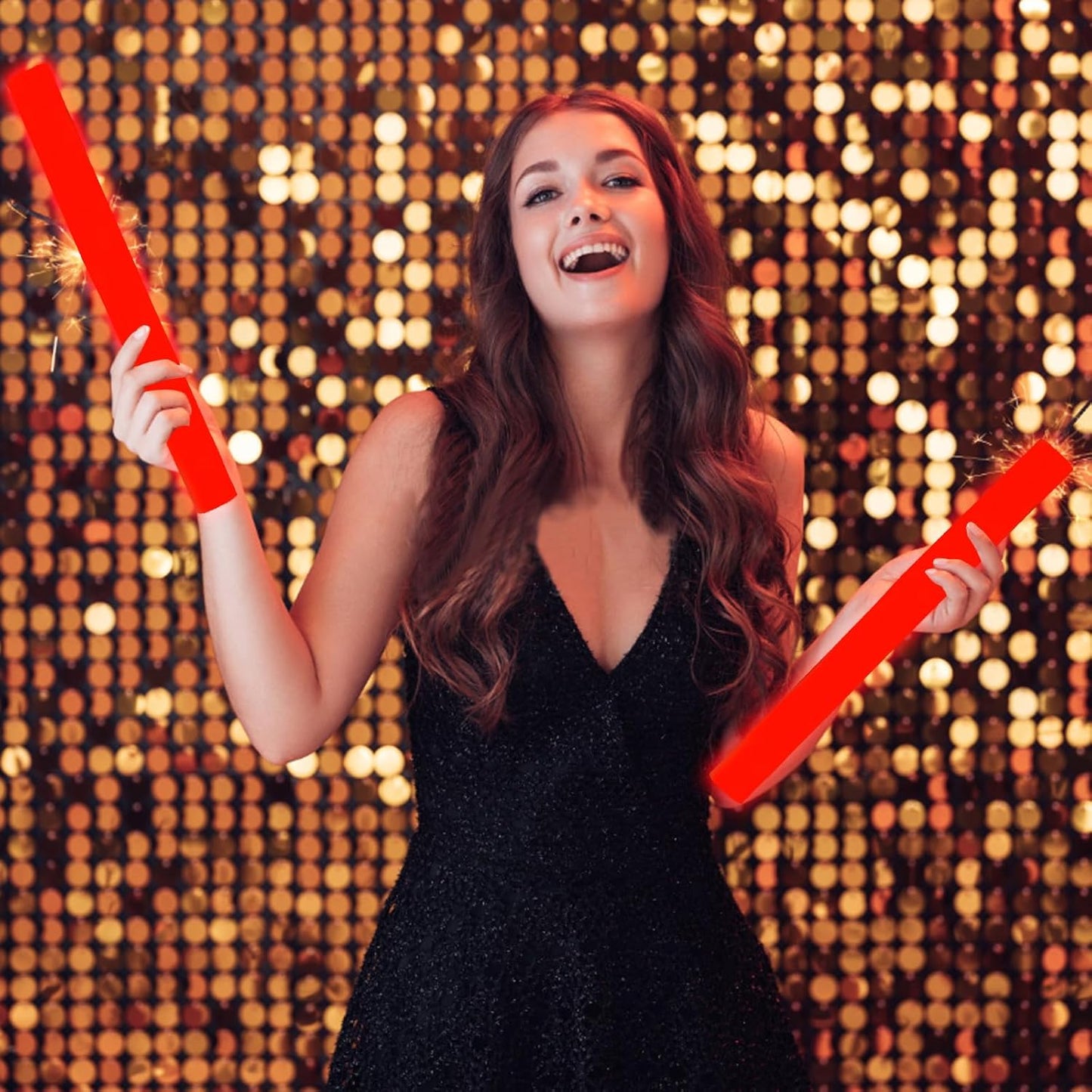 Glow Foam Wand, 36 Pcs Red Giant LED Light Up Sticks Flashing Glowing Baton Wands Party Supplies for Wedding, Raves,Concert,Birthday,Christmas, Halloween,Sporting Events