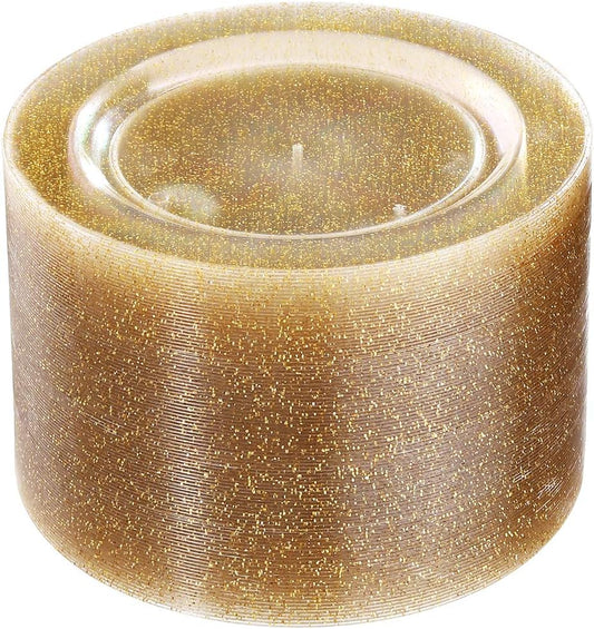 Liacere 100Pieces Gold Plastic Plates-Disposable Gold Glitter Plates-10.25inch Premium Plastic Dinner Plates for Wedding & Parties & Thanksgiving