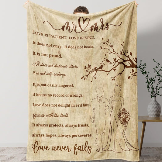 Wedding Gifts for Couples 2025 Soft Blanket, Bridal Shower Gifts for Bride to Be, Anniversary Romantic Gifts for Her, Wedding Gifts for Newlyweds Wedding Throw Blanket 60 * 80, Wooden