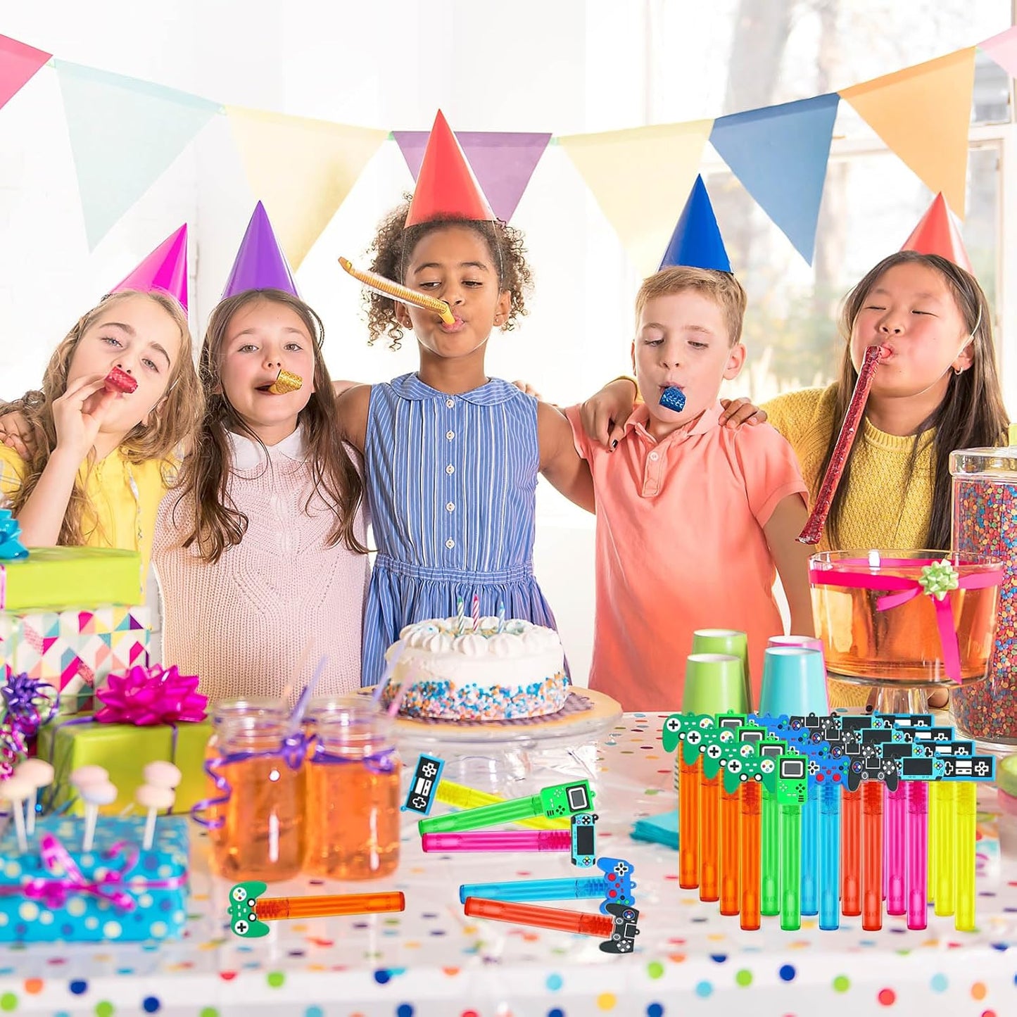 Video Game Party Favors,24Pcs Video Game Bubble Wands for Kids,Cute Bubble Wand for Birthday Party Supplies Classroom Prizes Pinata Goodie Bag Stuffers Gifts