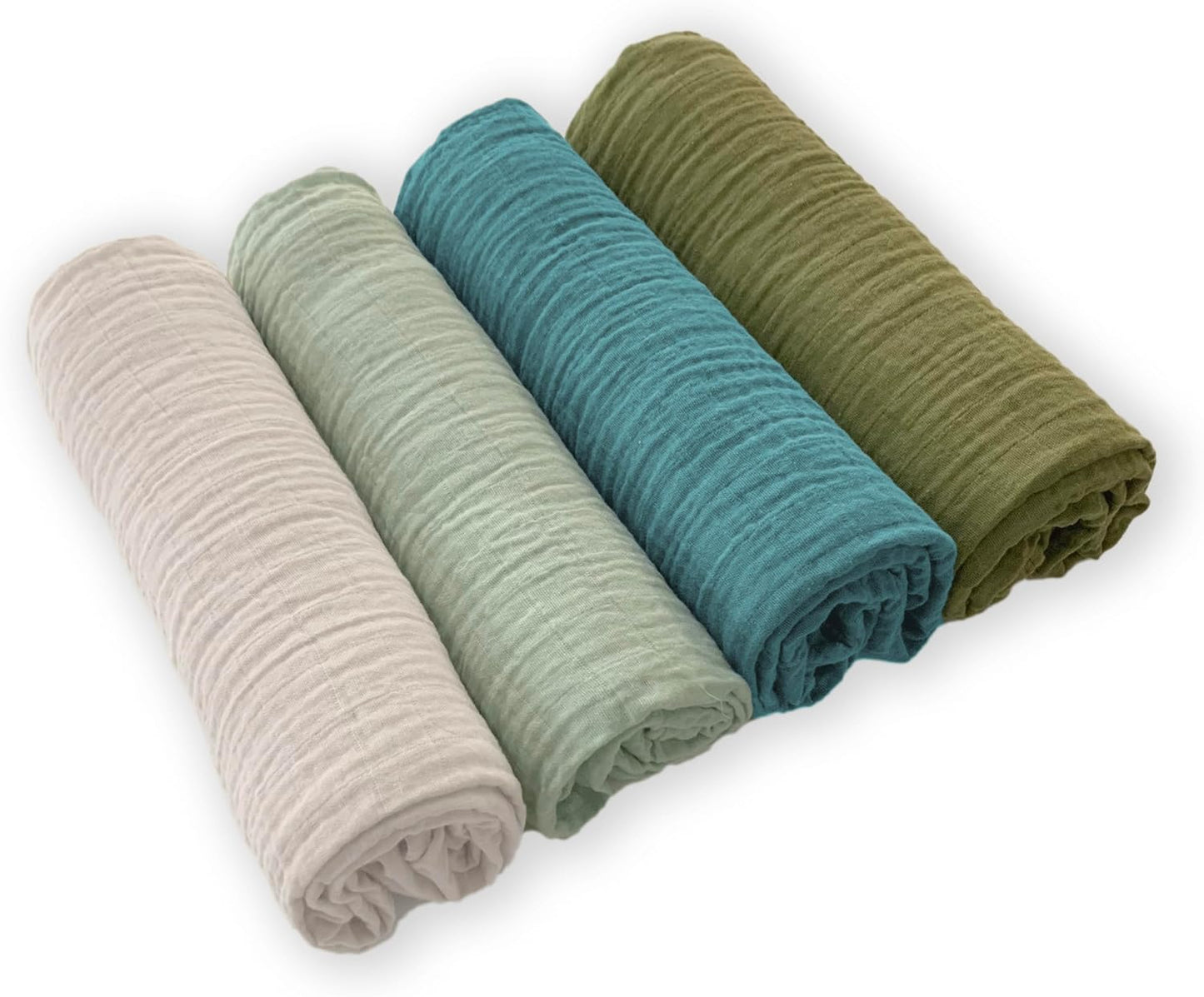 SwaddleDesigns Cotton Muslin Swaddle Blankets for Baby Boy & Baby Girl, Set of 4, Neutral Receiving Blankets for Newborn, Baby Registry & Gift, 46x46 inches, Oceana