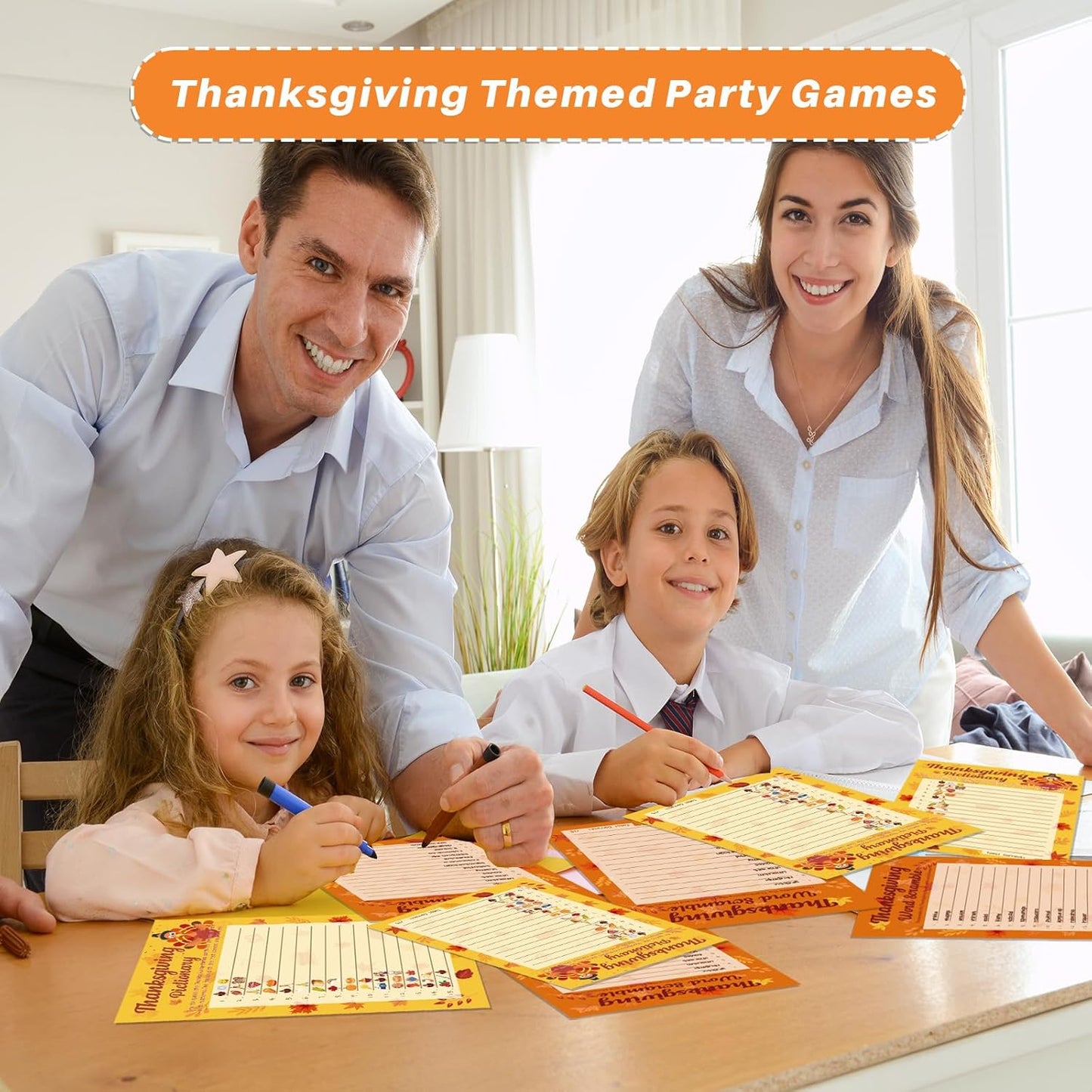 YQUQWN 32PCS Thanksgiving Party Games Set, Thanksgiving Trivia Game Word Scramble Pattern Guessing Game for Family Party Activities Decorations Family Kids