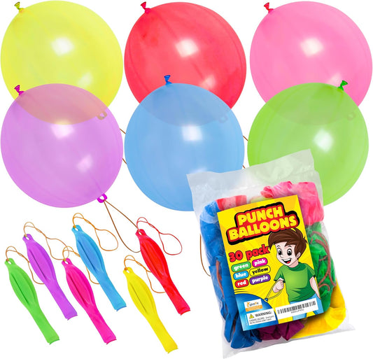 Giraffe 18 Inch Large Thick Latex Neon Rubber Punch Balloons for Kids 30 Pack Bulk - Balloons Party Favors 8-12 Outdoor Strong Party Baloons - Stocking Stuffers for Kids