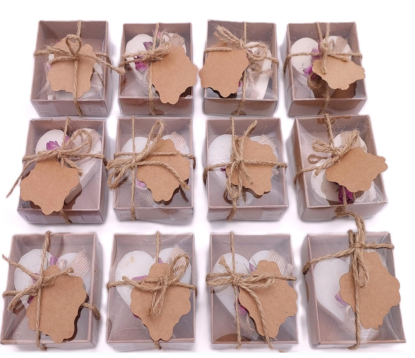 Heart Shaped Soap Favors, 12 Set, Handmade Soaps with Blank Tags for Wedding, Baby Shower, Bridal Events