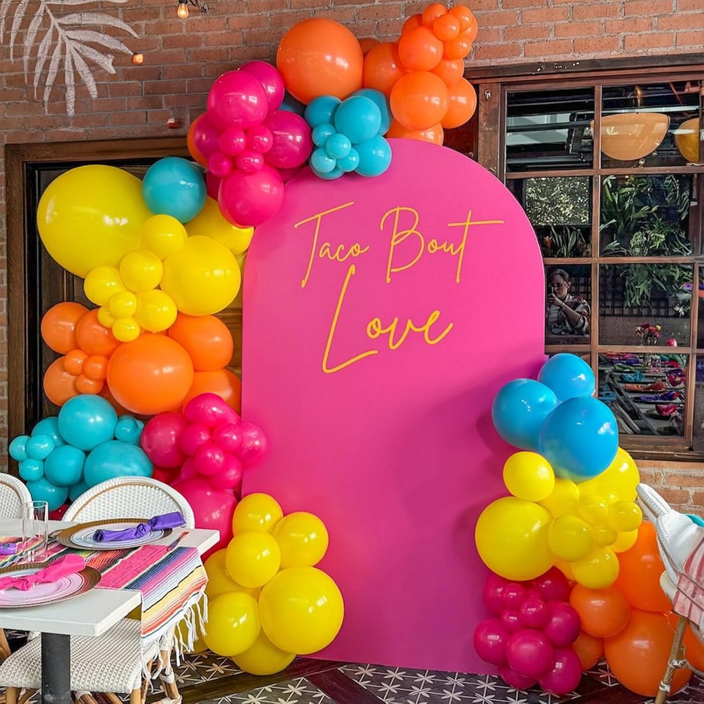 Neon Balloons Arch Kit, Hot Pink Teal Blue and Orange Balloon Garland Kit Rainbow Balloon Summer Tropical Aloha Luau Party Decorations, 18 in Clear Yellow Balloons for Hawaiian Pool Party Decor