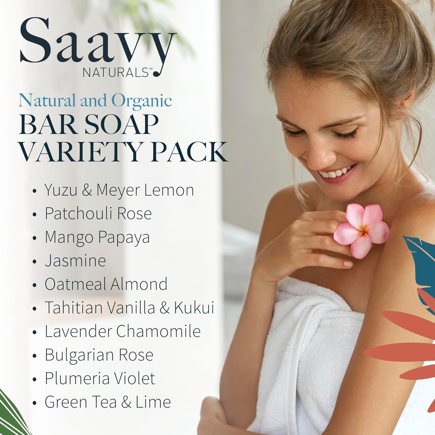 Saavy Naturals Bar Soap Plant-Based Ingredients - Made In USA Organic Bar Soap - Mini Soap Bars 10 Units Gift Set, Square Shaped Artisan Natural Soap Bar 1.2 Oz, 10 Pack.