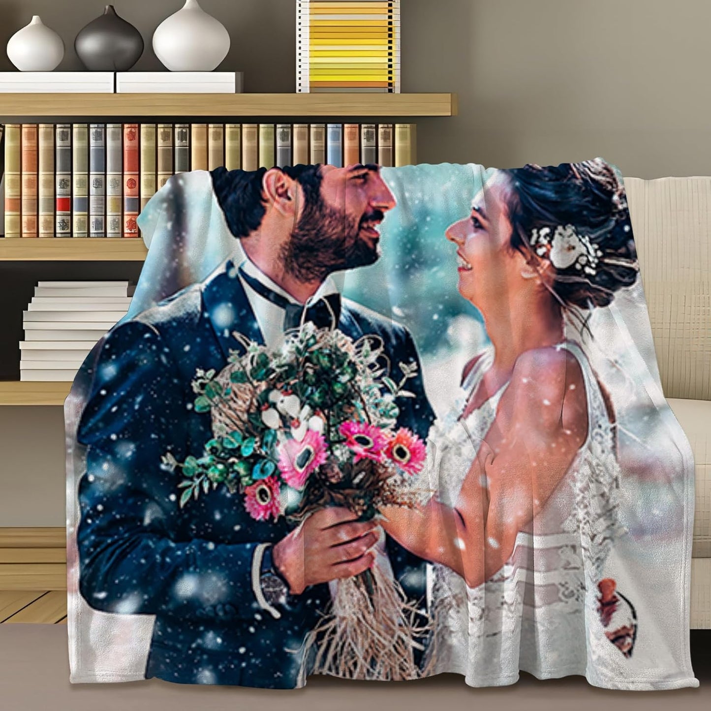 Personalized Valentine's Day Birthday Photo Blankets for Girlfriend Boyfriend Gifts, Custom Gifts for Couples Wife Husband Photo Blankets for Her Him Anniversary Wedding Gifts