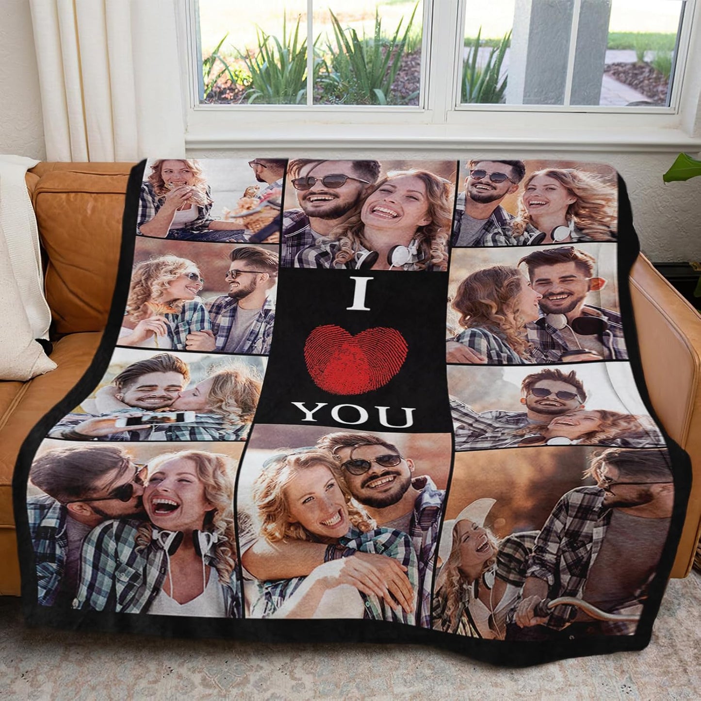 Custom Blanket with Picture, Personalized Sherpa Blanket for Adult, I Love You Wedding Gifts for Couples Girlfriend Boyfriend, Customized Throw Blanket for Adults Wife Husband-10 Photos Sherpa