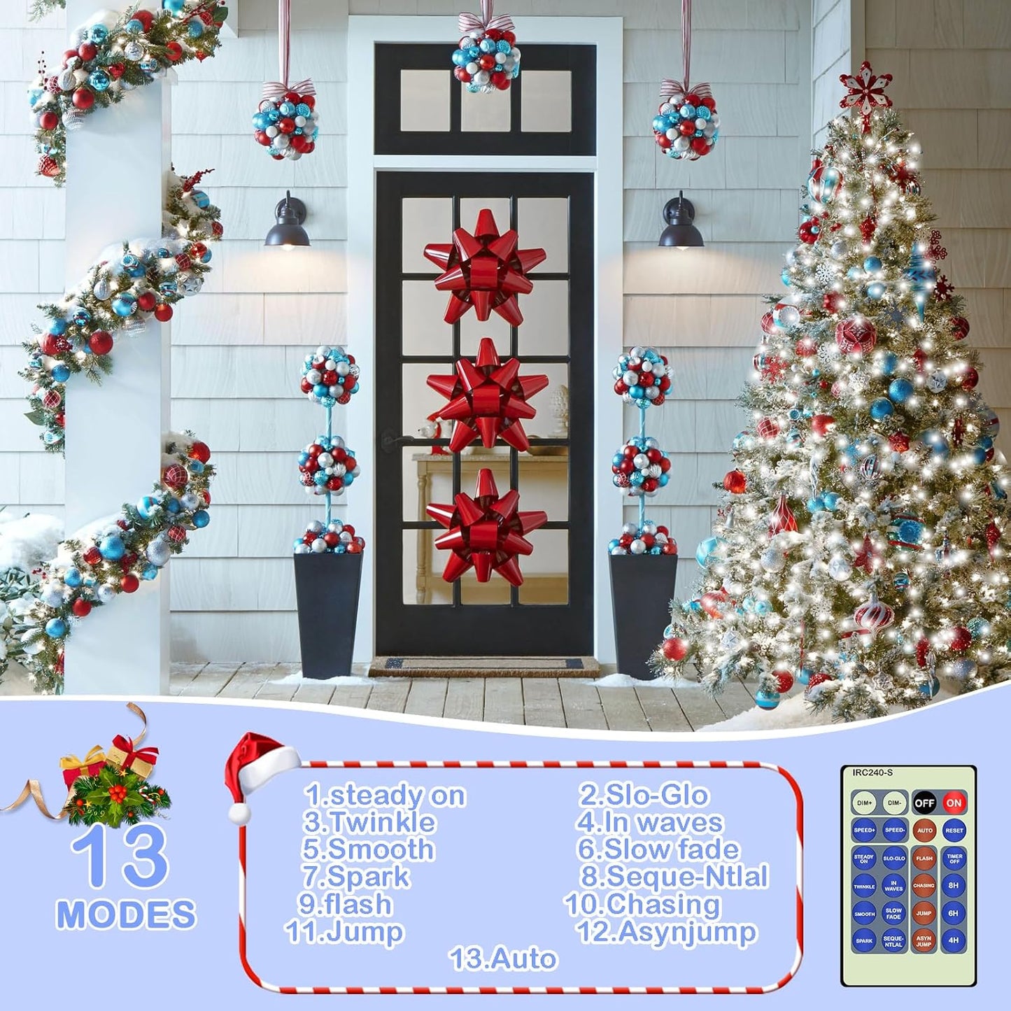 Decute 300Led 99FT Silver Wire Christmas Fairy String Lights Dimmable with Remote Control Starry Lights with UL Cerficated Decorative for Party Wedding Bedroom Christmas Tree Cool White