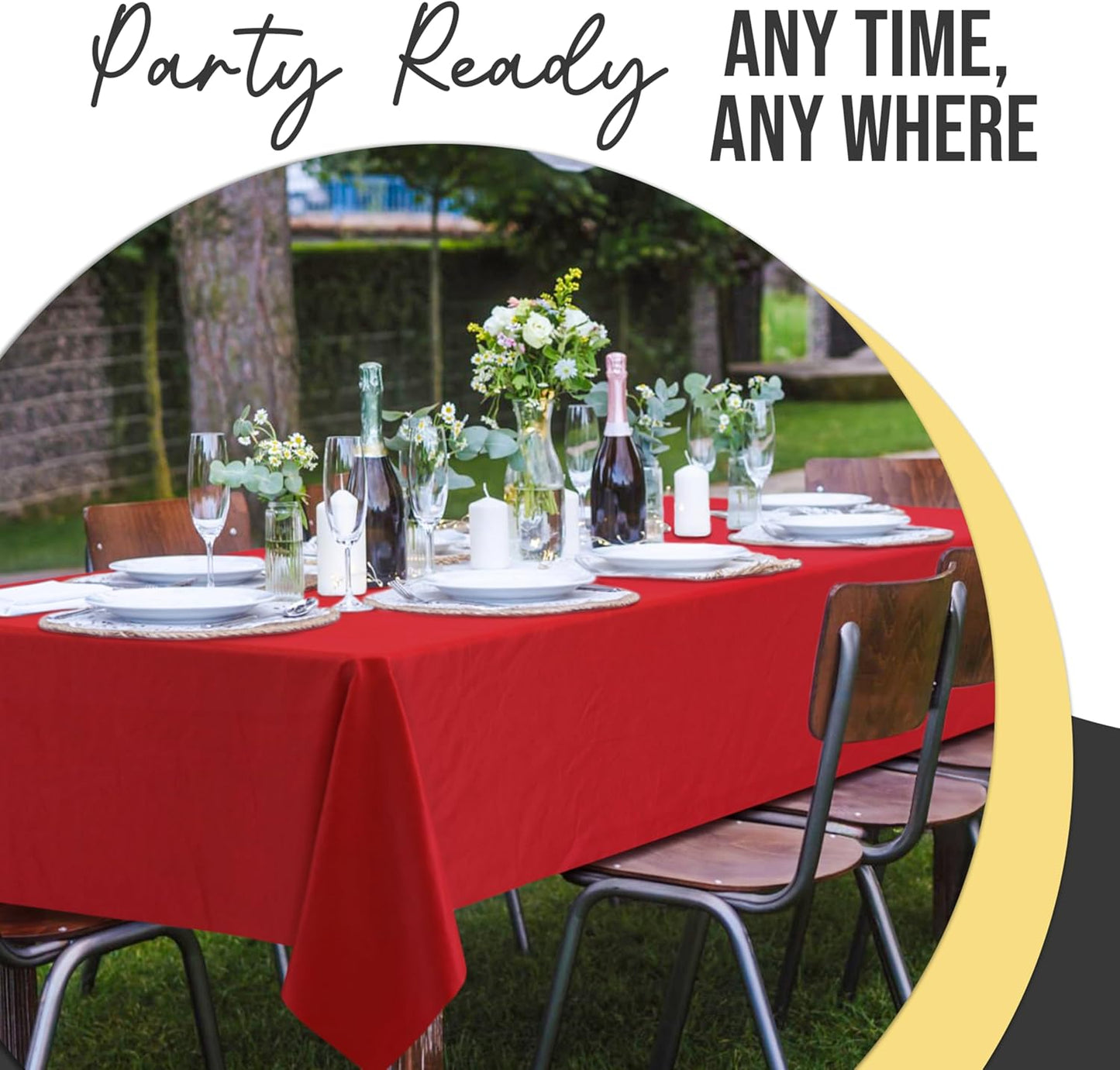 Party Solids 66% Thicker Premium Plastic Table Cloth Rectangle Table Cover 0.5 Mil 12 Pack Red Table Cloth 54 Inch x 108 Inch Disposable Tablecloth Won't Tear Easily Like Cheap Thin Brands