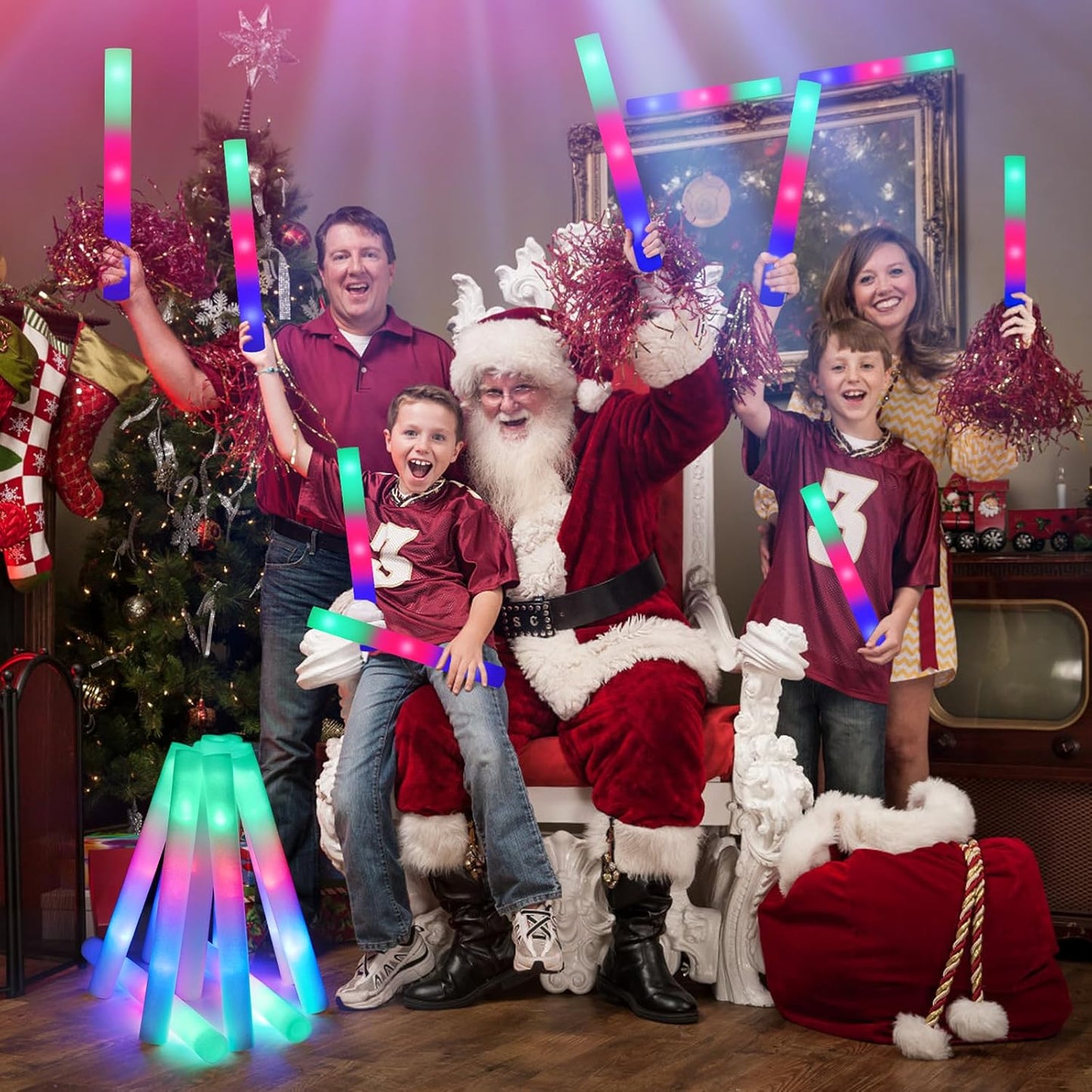 115 Pack LED Foam Glow Sticks, Glow Sticks Bulk with 3 Modes Colorful Flashing, Glow in the Dark Party Supplies for Wedding, Raves, Concert, Camping, Sporting Events, New Year Carnival