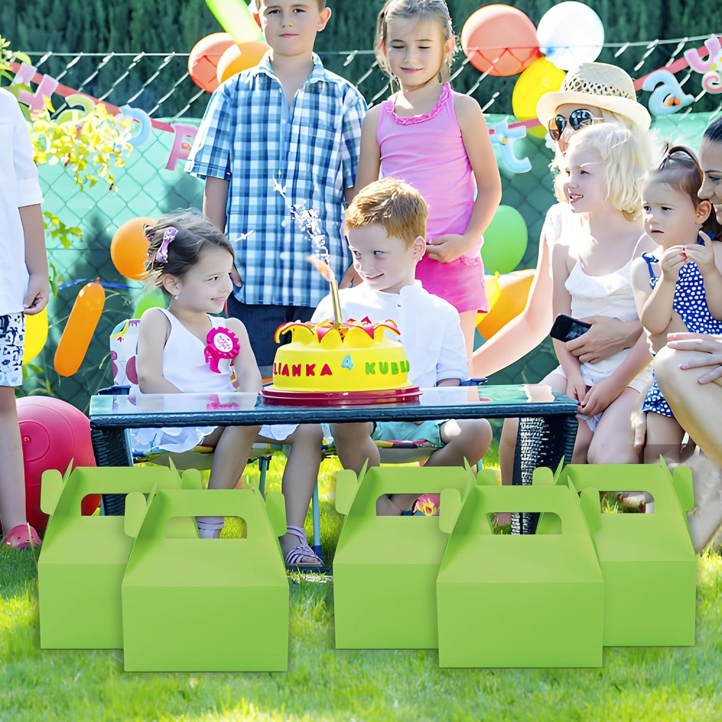 XAGLVV 24 Pack Green Gable Boxes with Handles 6.2x3.5x3.5 Inch Paper Party Favor Gift Box for Christmas St. Patrick’s Day Wedding