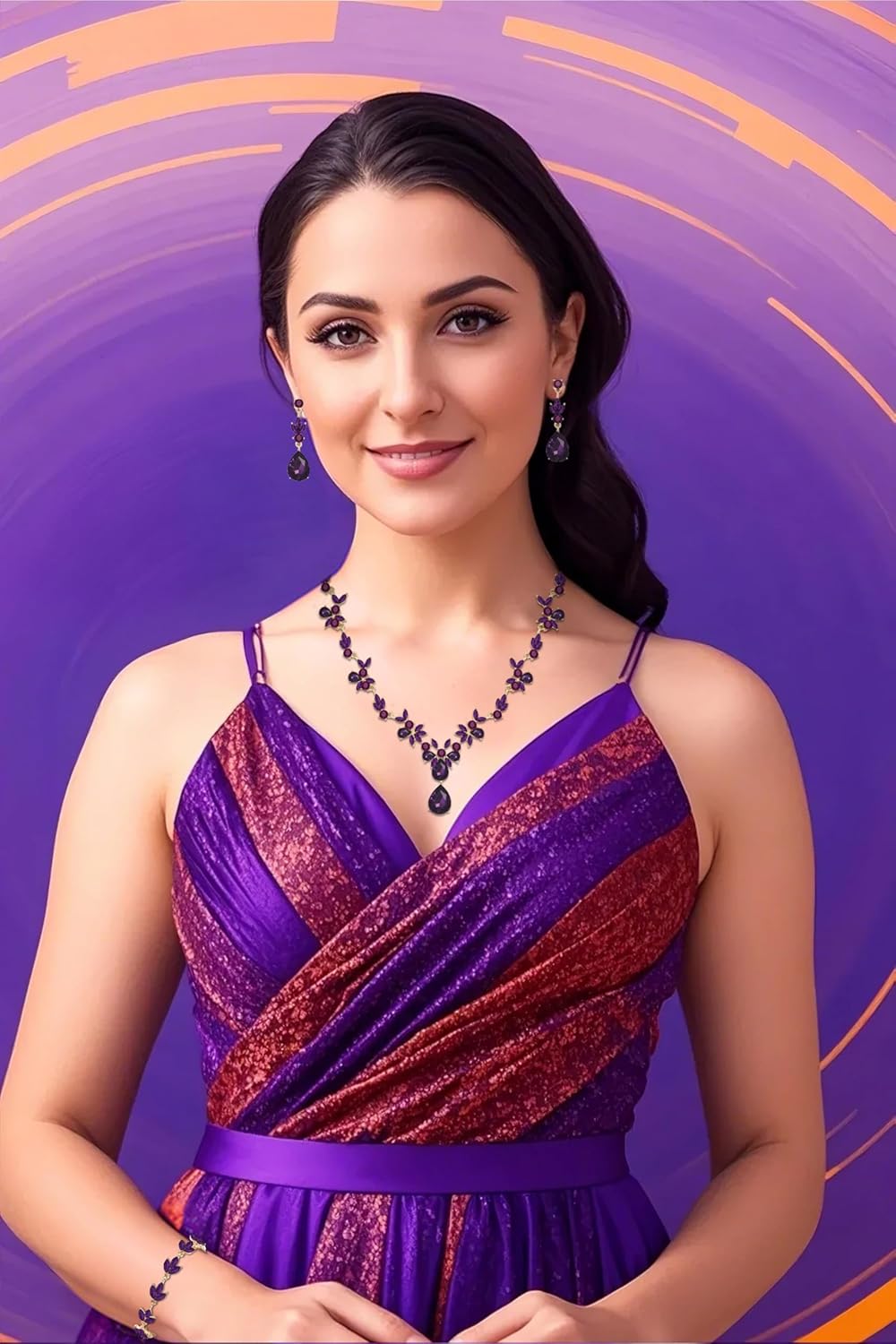 Bridal Wedding Elegant Floral Jewelry Set for Women/Brides/Bridesmaids Crystal Jewelry Set for Wedding Prom Party Bridal Crystal Necklace Earrings Bracelet Set