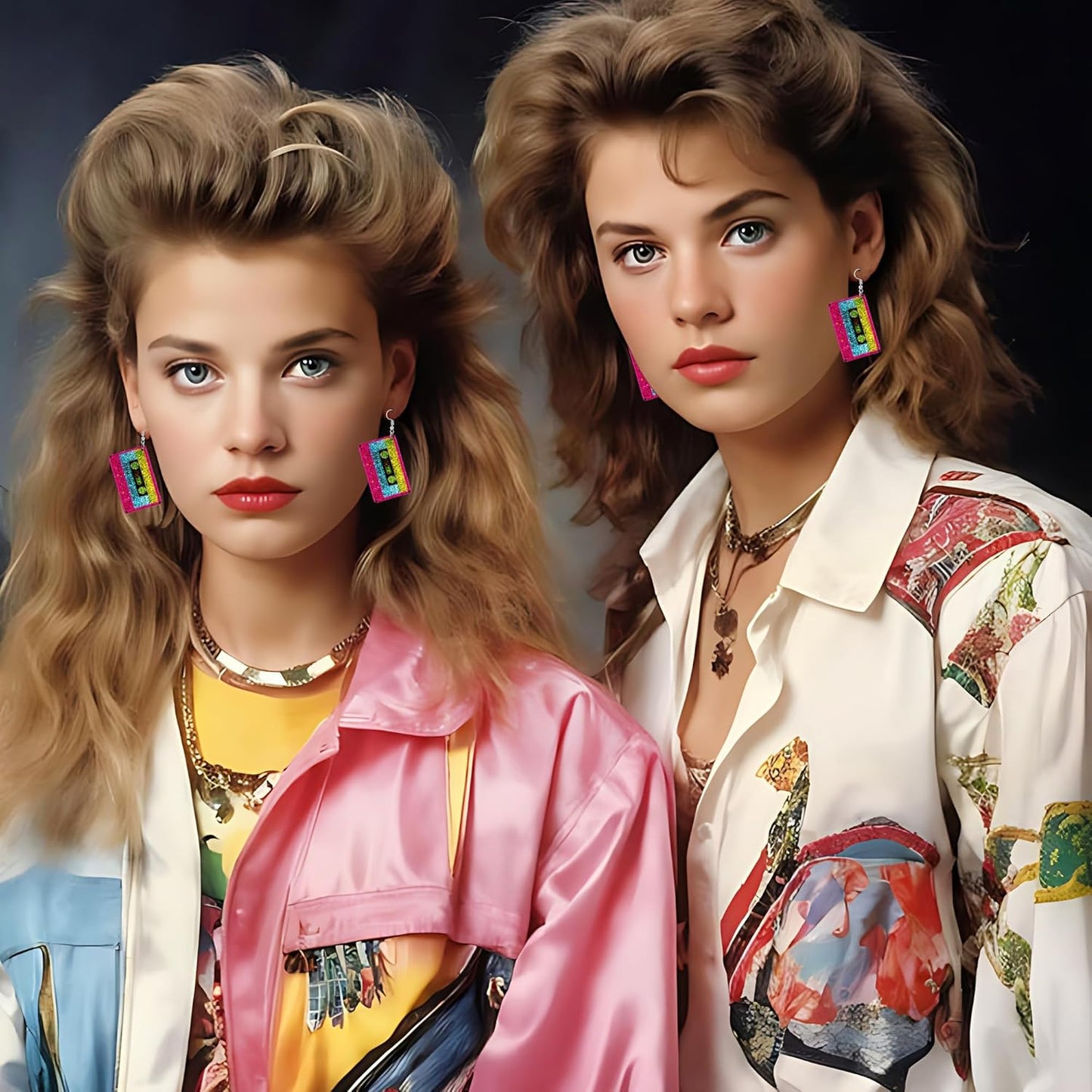 90s 80s Earrings for Women Retro Cassette Tape Earrings Acrylic Radio Tape Drop Dangle Earring for Halloween Cosplay Glow Party Music Festival Costume Accessories