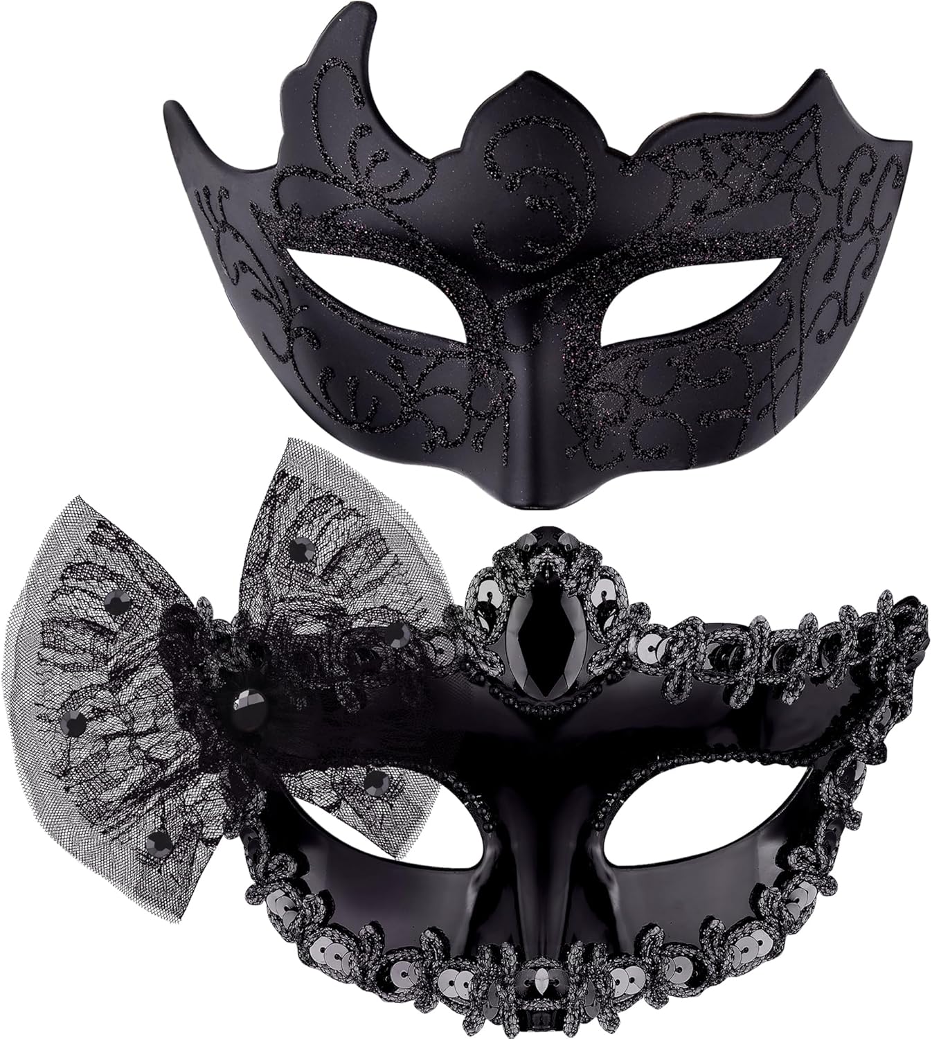 SIQUK Couple Masquerade Masks Set Venetian Party Mask Plastic Halloween Costume Mask Mardi Gras Mask for Women and Men