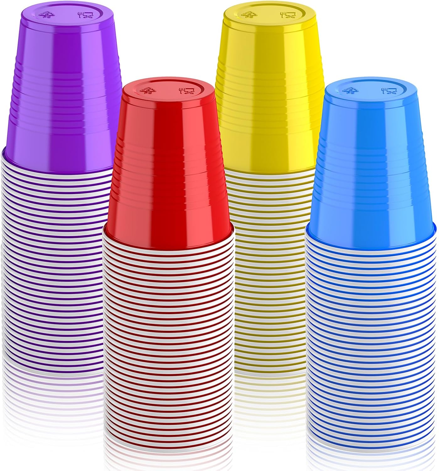 Lilymicky 200 Pack 12 oz Disposable Plastic Cups, Assorted Color Plastic Party Cups for Parties, Events, Game and BBQ