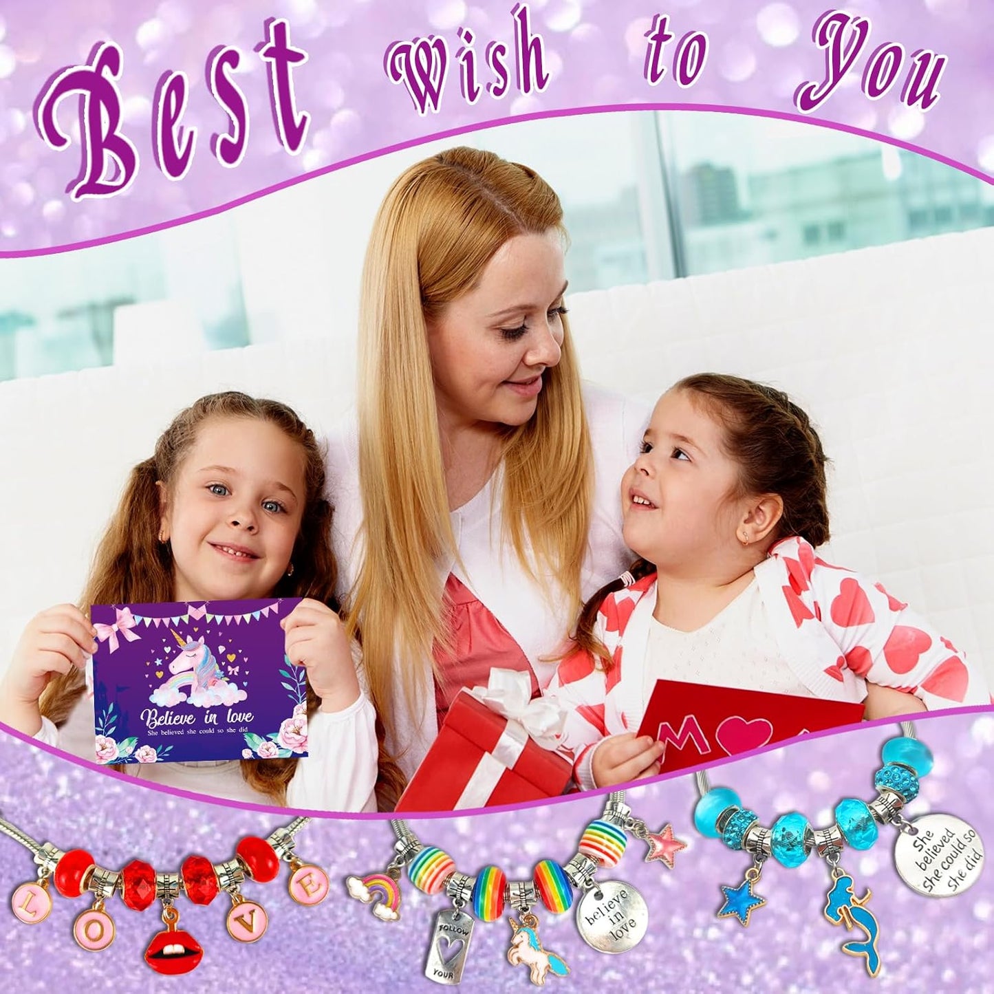 Charm Bracelet/Jewelry Making Kits for Kids Girls,Unicorn Birthday Gifts,Arts Crafts Toys for 5 6 7 8 9 12 Years Old Girls