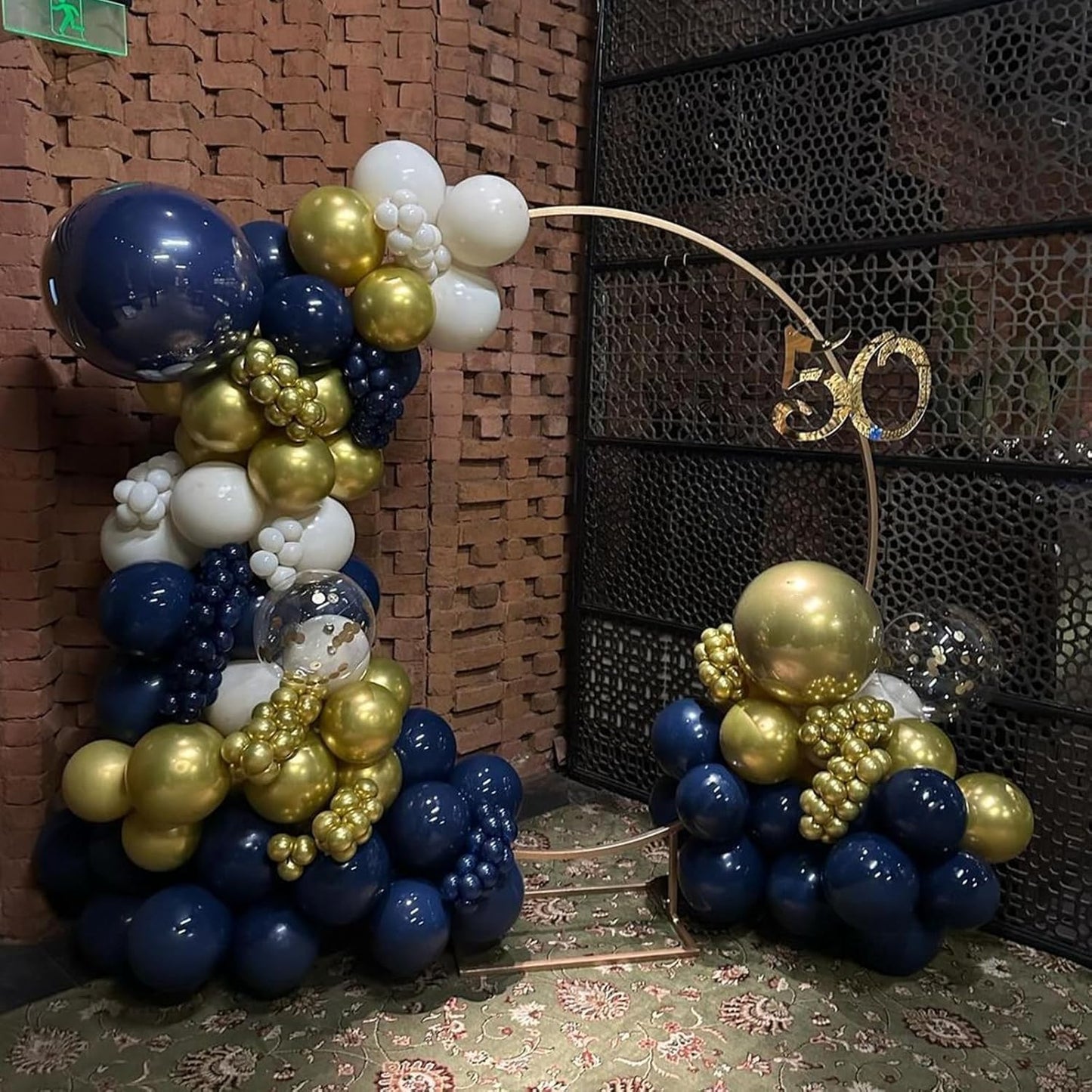 Blue and Gold Balloon Arch Kit, 188Pcs Gold Star Balloons with Navy Blue and Gold White Latex Balloon Garland kit, Different Size Balloons for Anniversary Wedding New Year Birthday Decorations