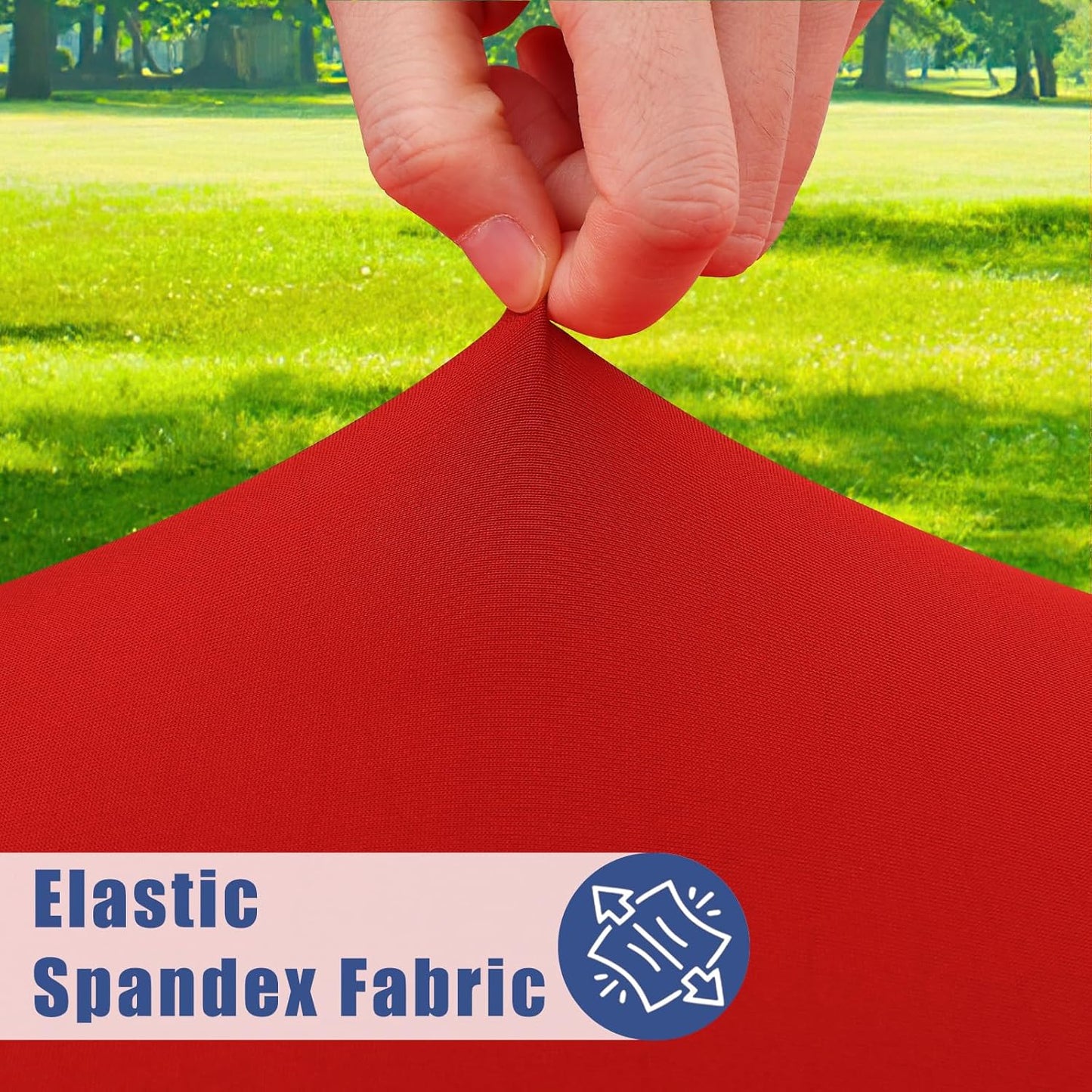 Spandex 8 Foot Rectangle Table Cloth 2 Pack, Elastic Fitted Tablecloths for Picnic, Stretch Washable Patio Table Cover for Outdoor, Camping, Banquet and Parties (Red, 30"x96")