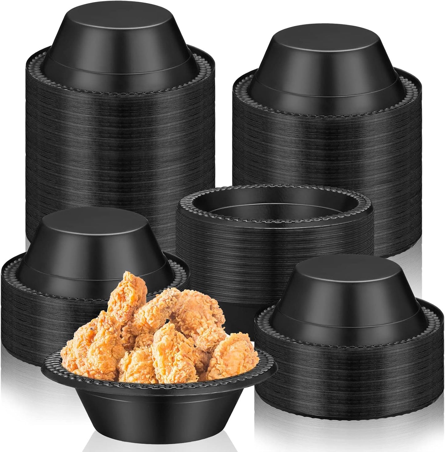 Lallisa 100 Pcs 12oz Black Disposable Plastic Bowls Halloween Dessert Cups Ice Cream Snack Salad Soup Food Serving Bowls for Halloween Party Favor Picnic