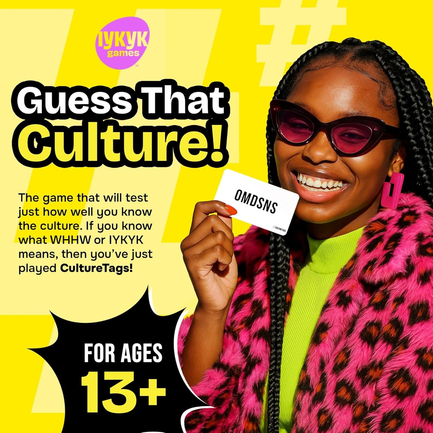 Culture Tags-Card Game for People Who Love Hashtags + Culture, Party Game Set, Gift for Family Fun or Virtual Play, Ages 13+ Years, CB Games