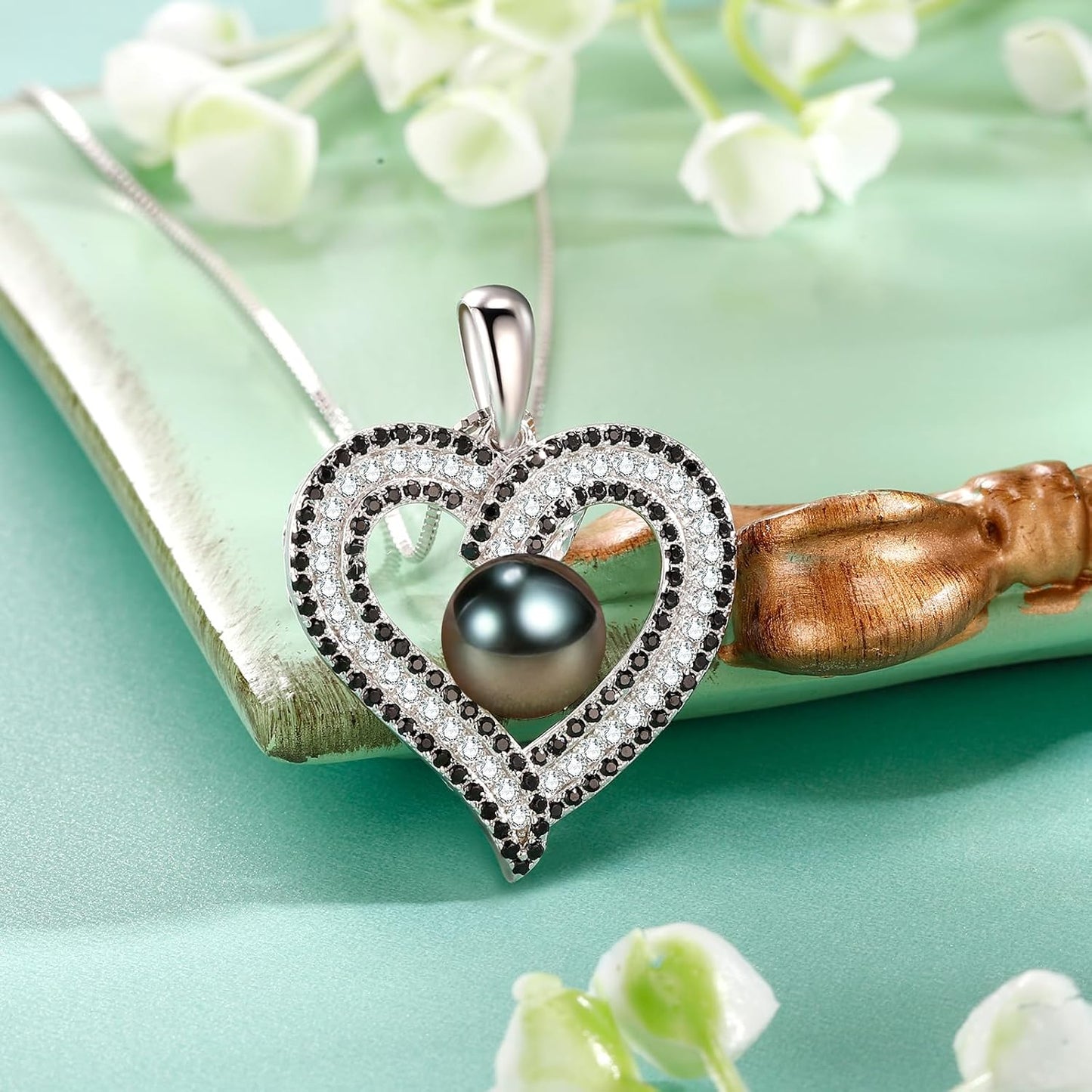 Gifts for Women Wife-Pearl Heart Pendant Necklace- Birthday for Girlfriend, Valentine's Day for Wives, Mother's Day for Mom Grandma, Gifts for Her on Wedding Anniversary Christmas Fine Jewelry