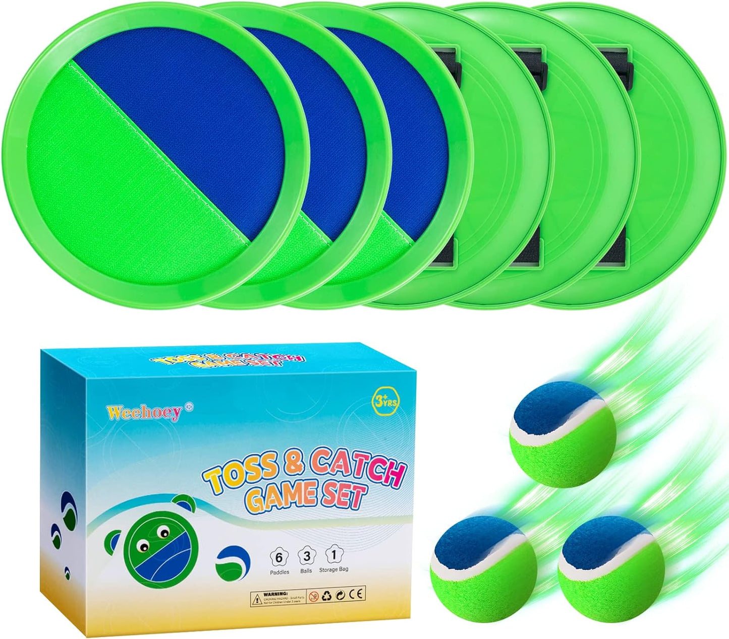 Kids Toys - Outdoor Games for Kids, Toss and Catch Ball Set with 6 Paddles 3 Balls, Gifts for 3 4 5 6 7 8+ Year Old Boys Girls Christmas Birthday, Perfect for Backyard, Parties, Camping, Family