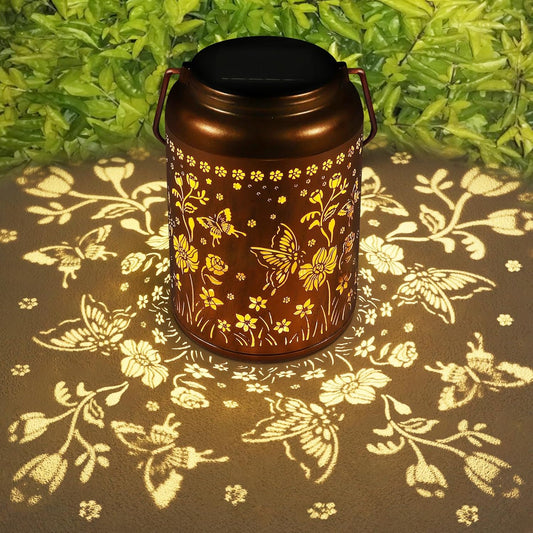 Solar Lantern Outdoor Hanging Lights Christmas Birthday Gifts for Women Mom and Grandma Butterfly Flower Metal Garden Decor Outside Waterproof LED Solar Lanterns for Patio, Yard, Pathway,
