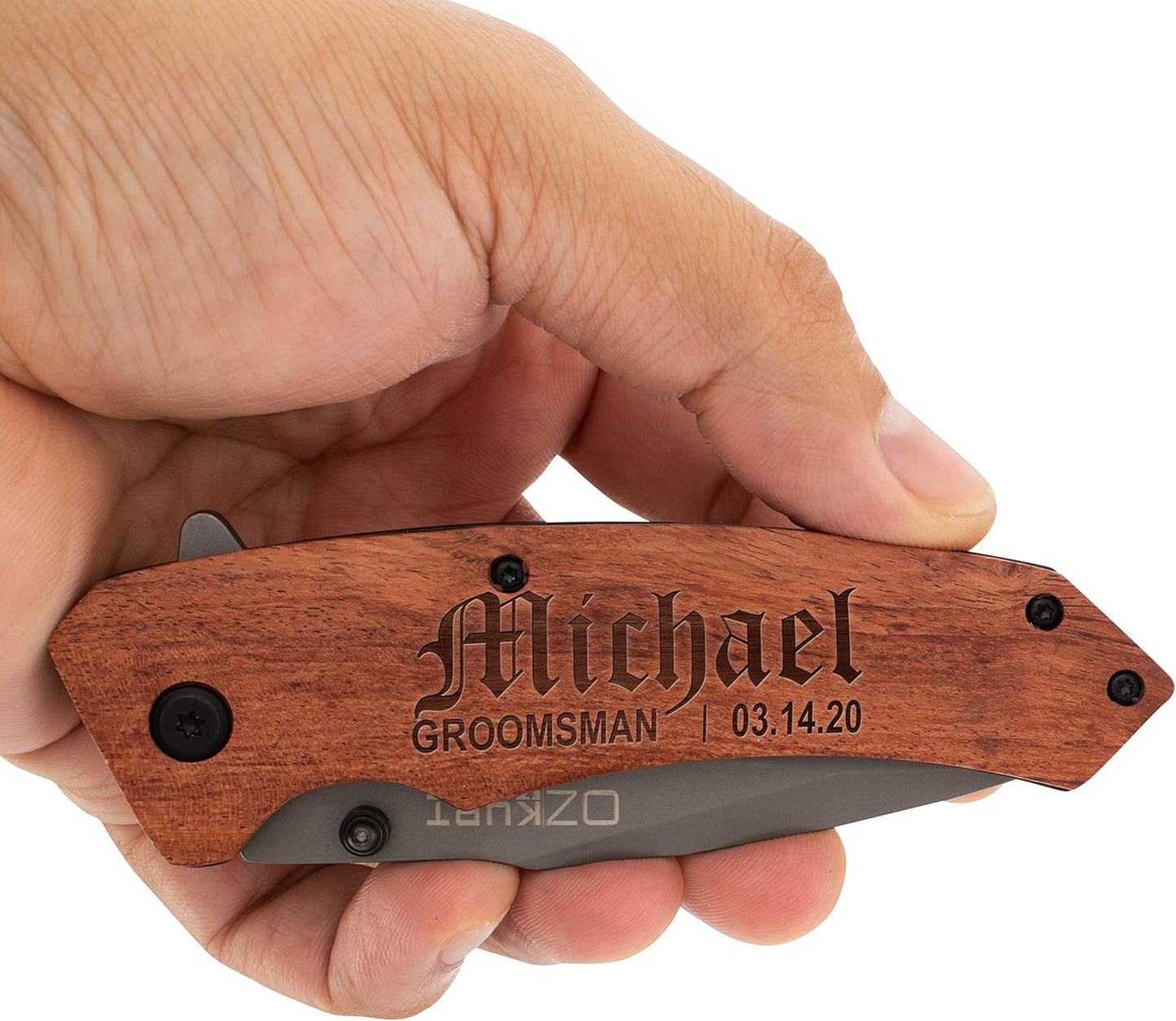 Lily's Atelier Groomsmen Gifts Set of 6, Personalized Pocket Knife Engraved for Groomsmen - Customized Knives w/Names, Groomsman Gifts for Wedding, Groomsmen Proposal Gifts