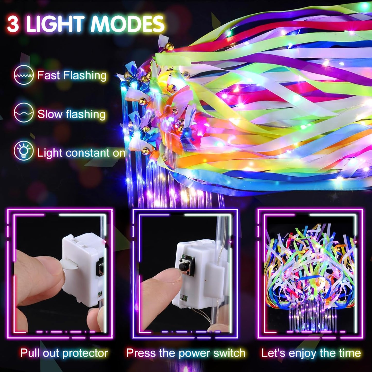 42 PCS Light Up Wands for Wedding, Wedding Favors with 3 Colorful Flashing Modes, LED Fairy Wands with Bells for Wedding Send Off, New Year, Raves, Concert, Birthday, Party Streamers